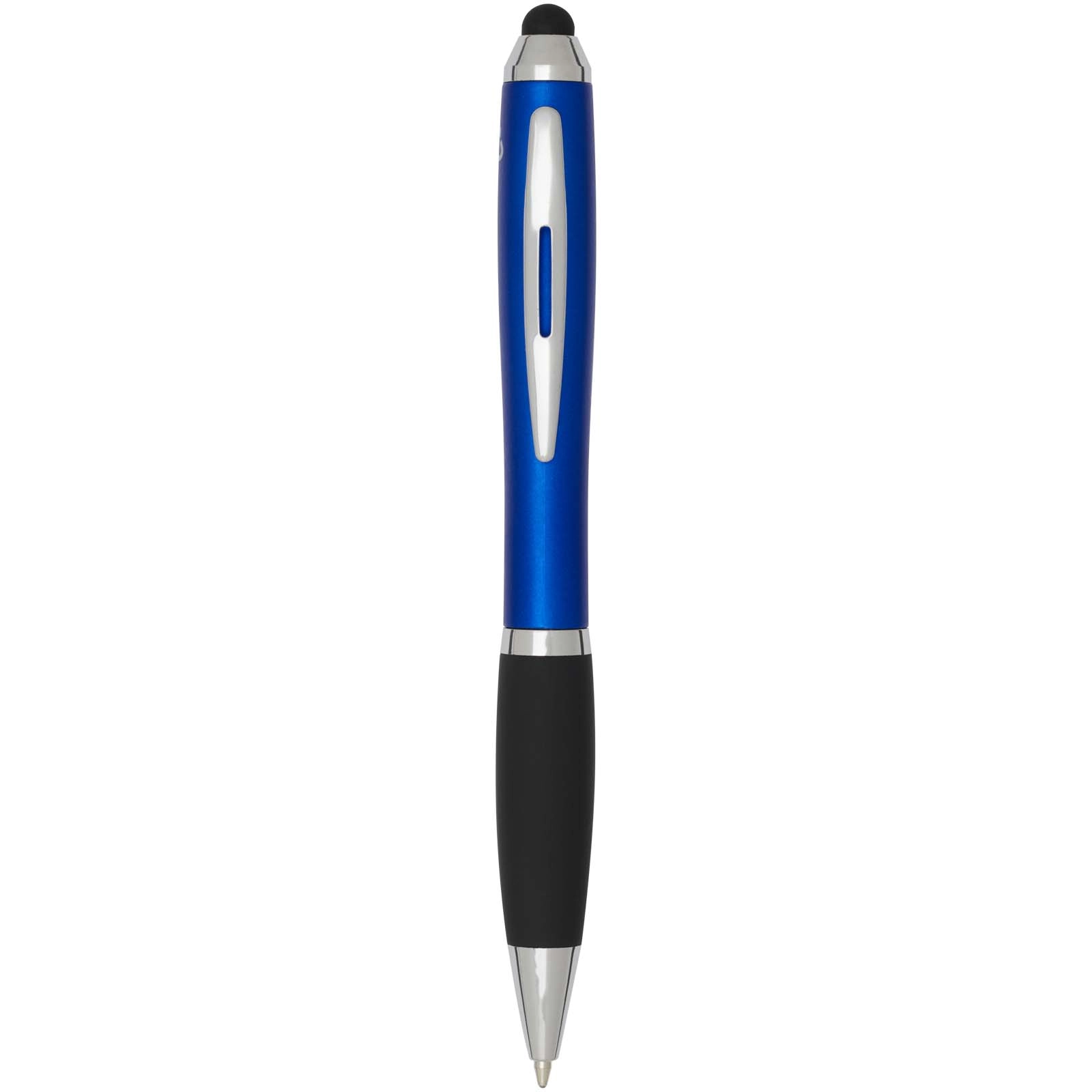 Immagine Penna a sfera con pennino in plastica riciclata RCS con fusto colorato e impugnatura di colore nero (inchiostro nero) Nash