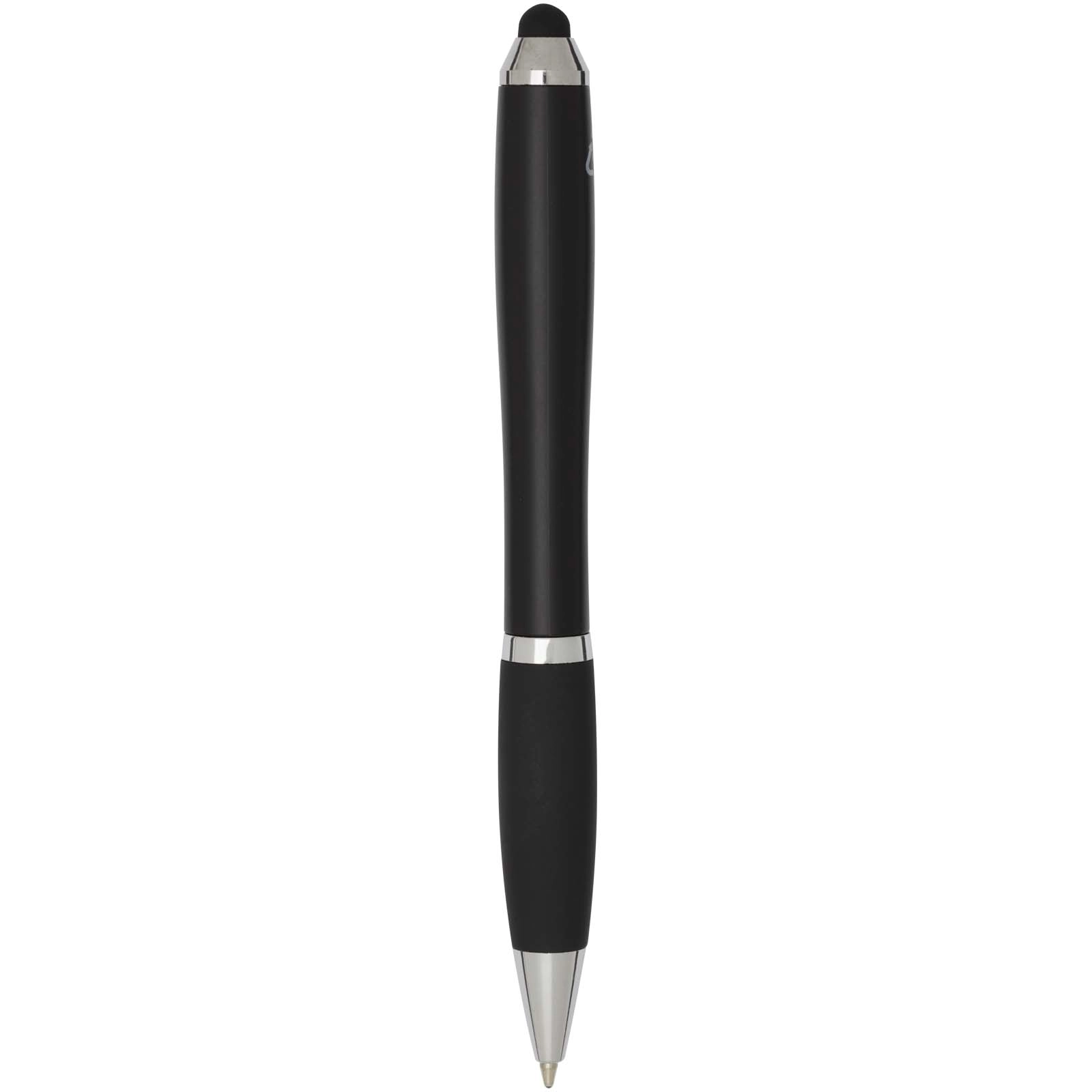 Immagine Penna a sfera con pennino plastica riciclata RCS con fusto colorato e impugnatura di colore nero (inchiostro blu) Nash
