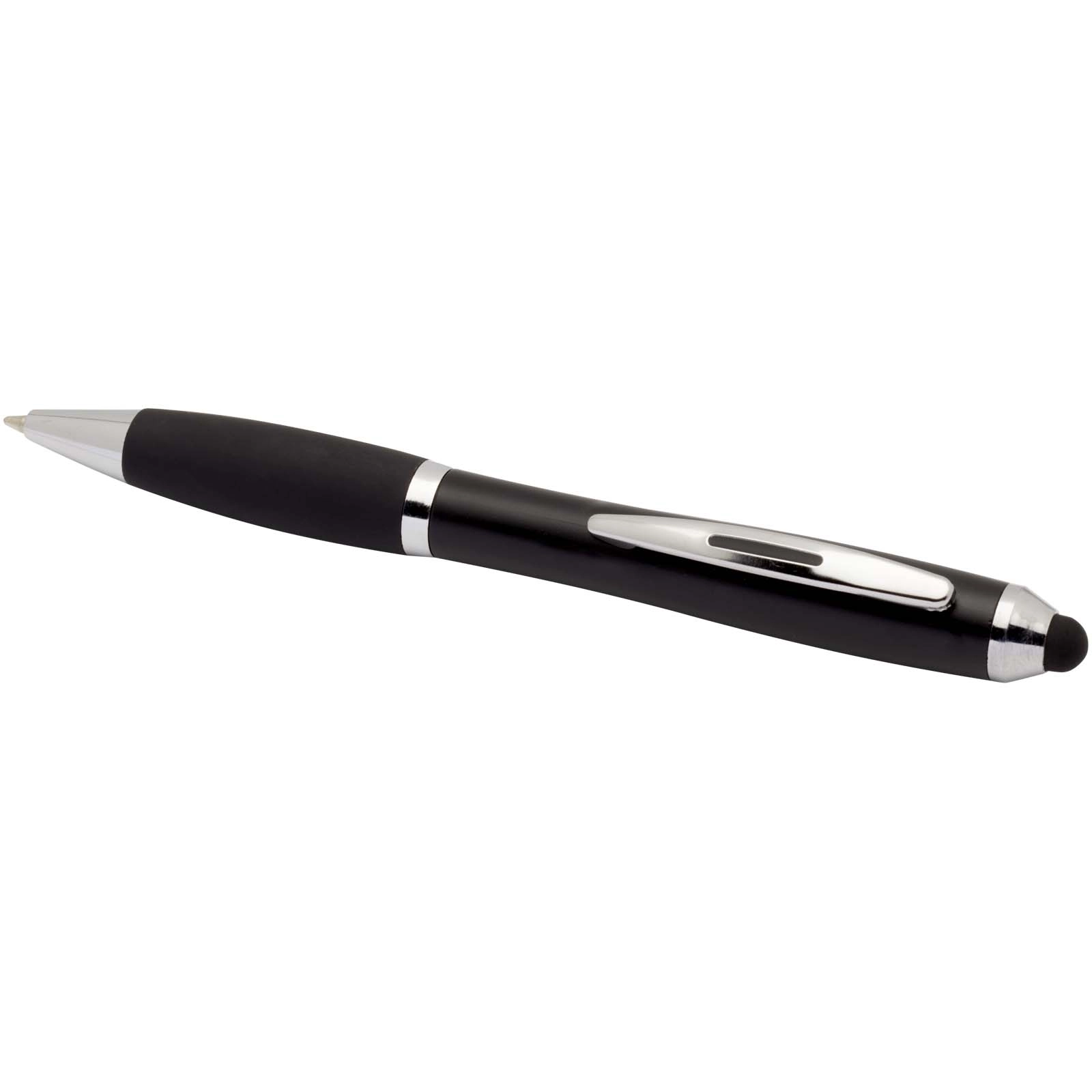 Immagine Penna a sfera con pennino plastica riciclata RCS con fusto colorato e impugnatura di colore nero (inchiostro blu) Nash