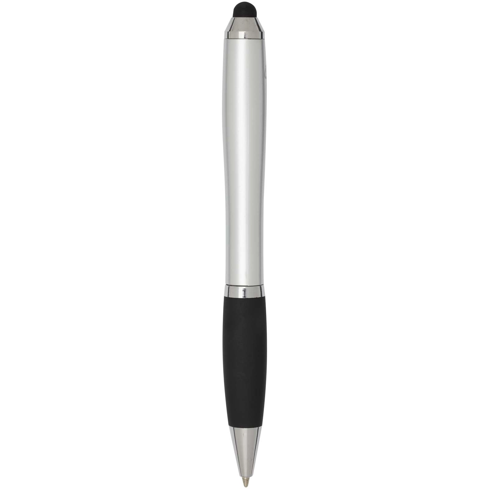 Immagine Penna a sfera con pennino plastica riciclata RCS con fusto colorato e impugnatura di colore nero (inchiostro blu) Nash
