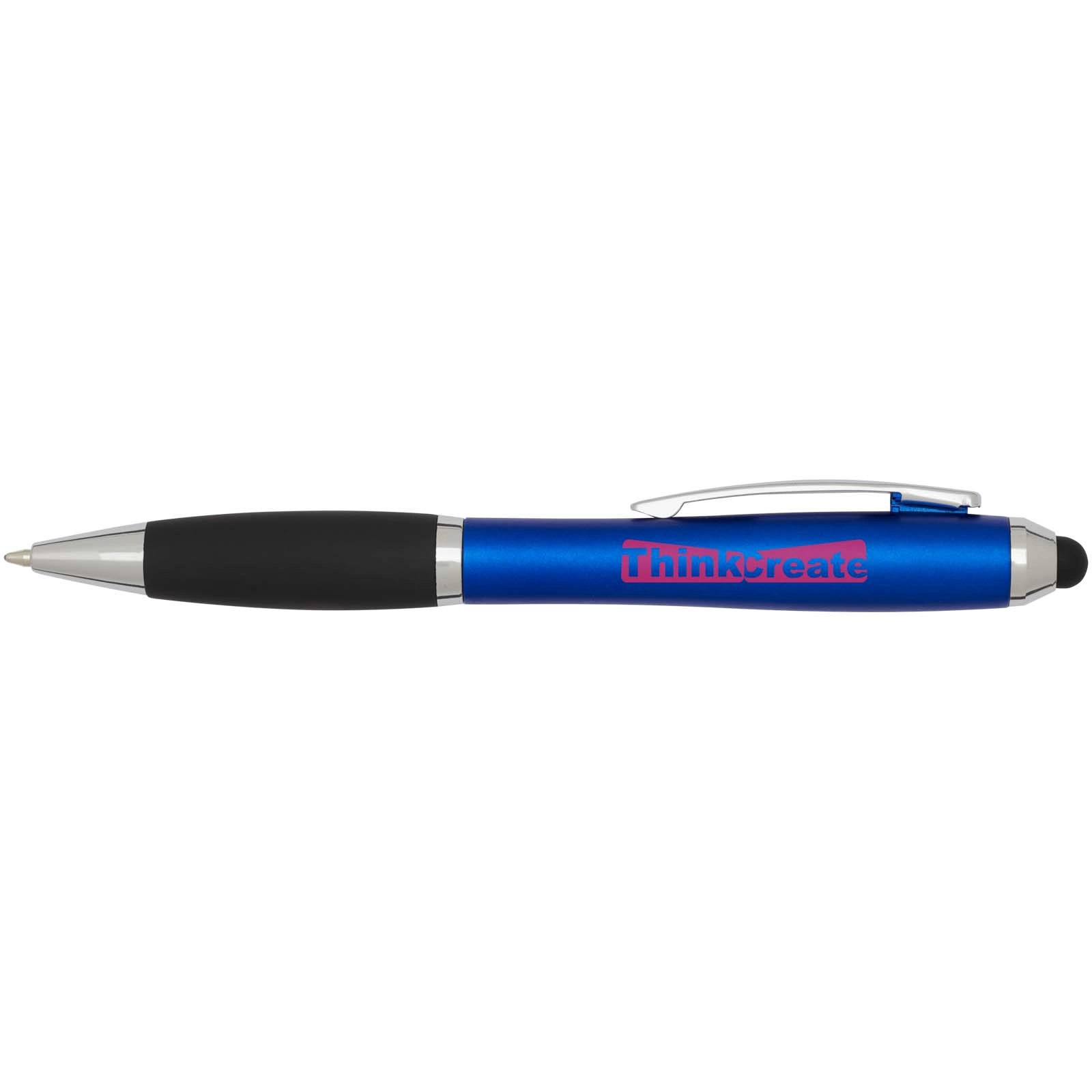 Immagine Penna a sfera con pennino plastica riciclata RCS con fusto colorato e impugnatura di colore nero (inchiostro blu) Nash