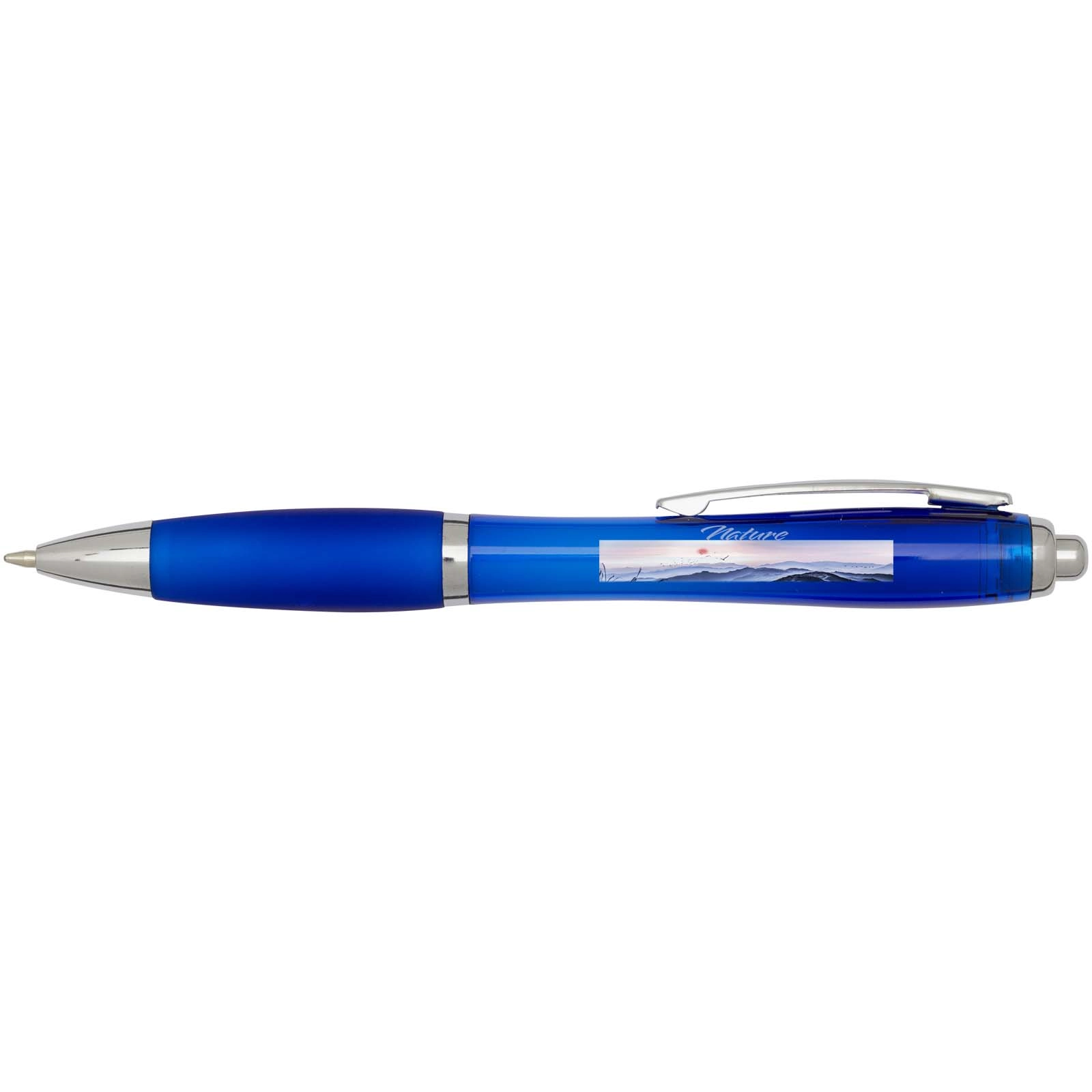Immagine Penna a sfera in plastica riciclata certificata RCS con fusto e impugnatura colorati (inchiostro blu) Nash