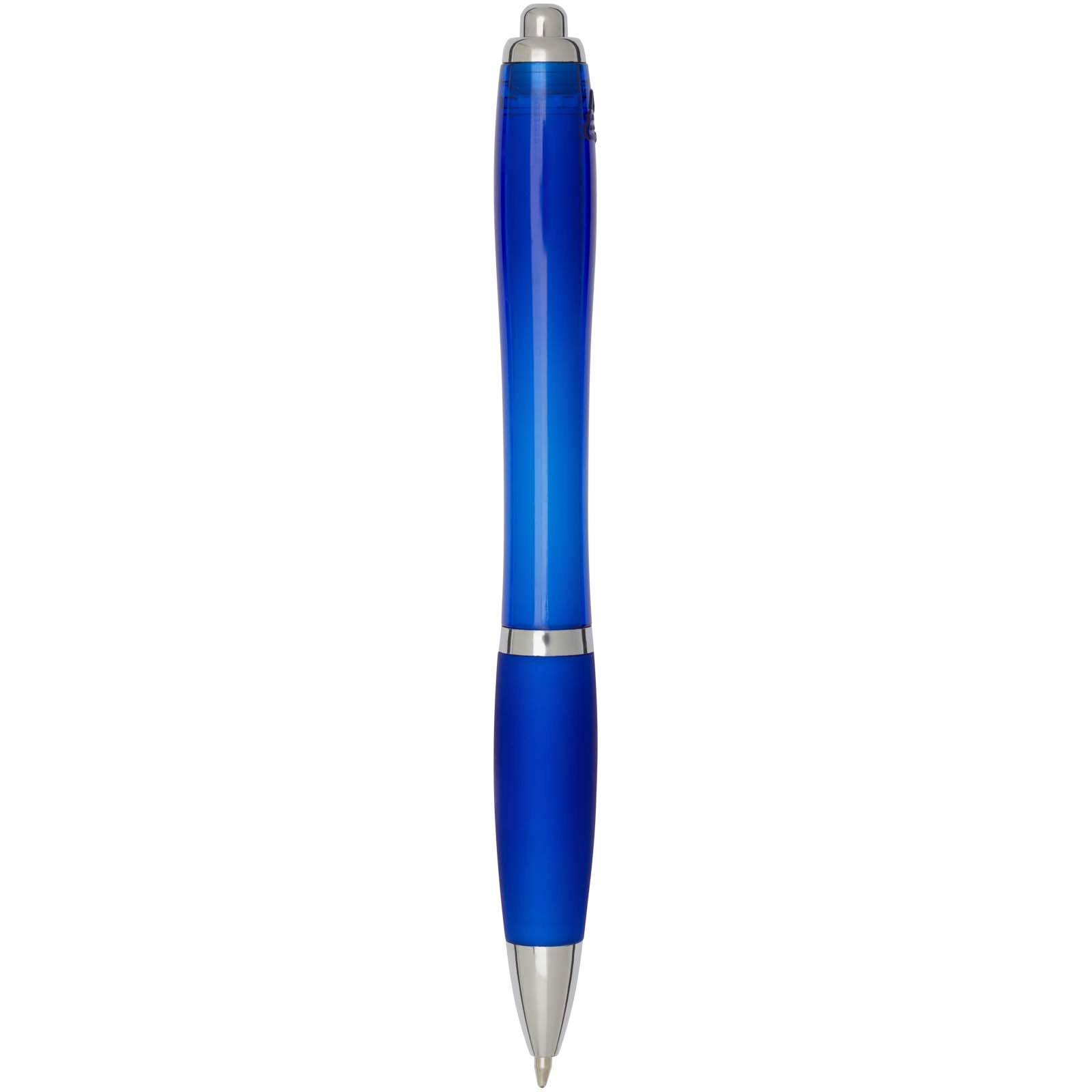 Immagine Penna a sfera in plastica riciclata certificata RCS con fusto e impugnatura colorati (inchiostro blu) Nash