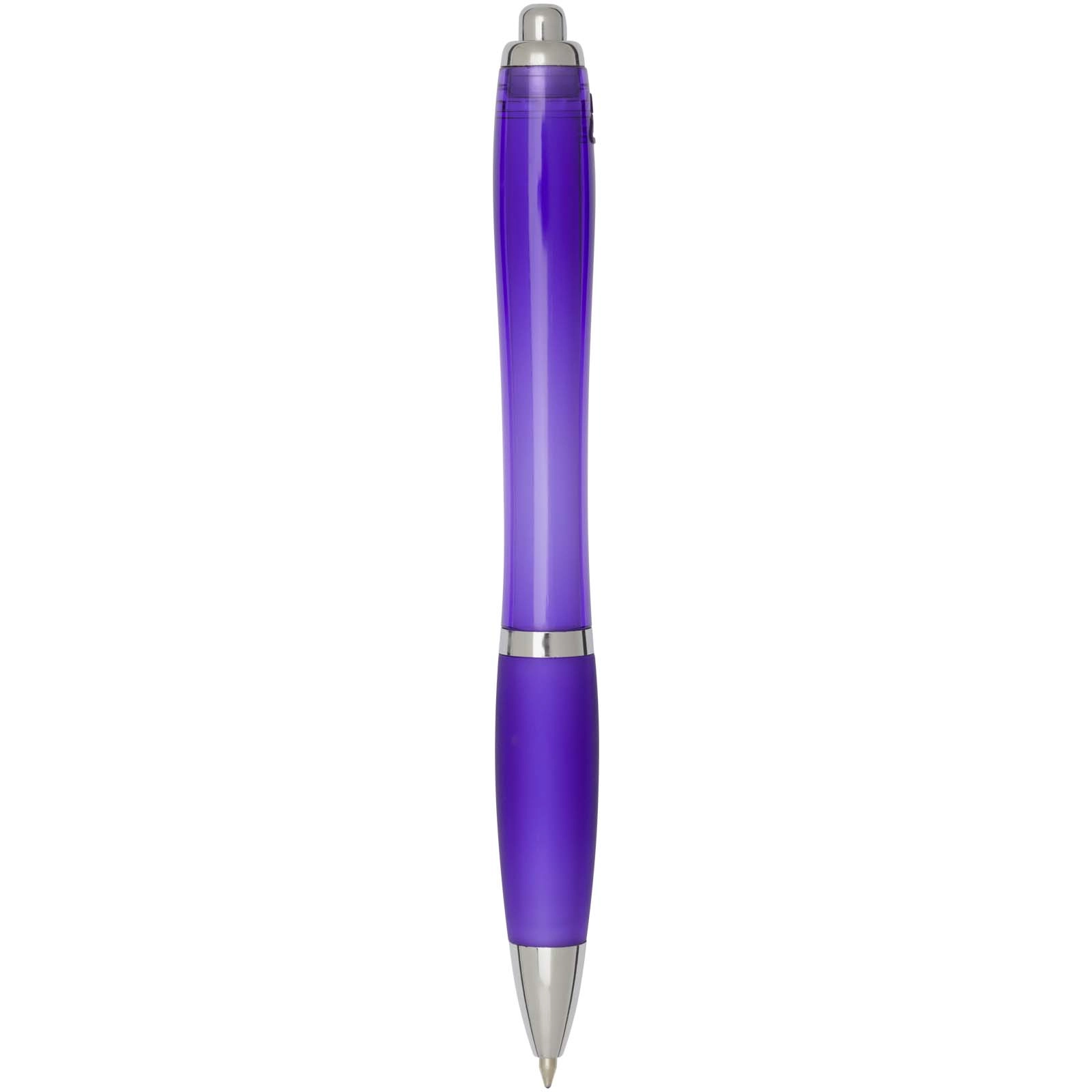 Immagine Penna a sfera in plastica riciclata certificata RCS con fusto e impugnatura colorati (inchiostro blu) Nash