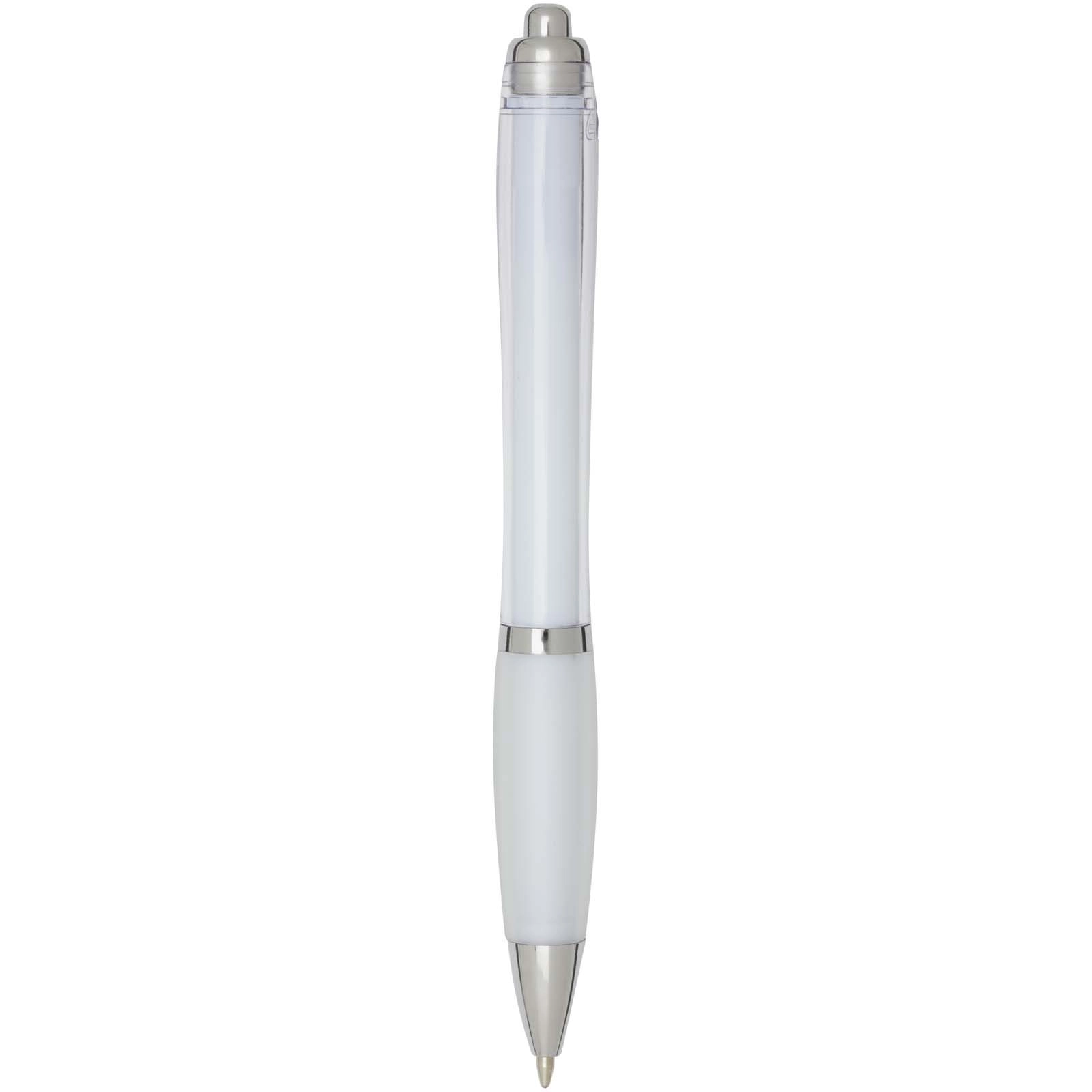 Immagine Penna a sfera in plastica riciclata certificata RCS con fusto e impugnatura colorati (inchiostro blu) Nash