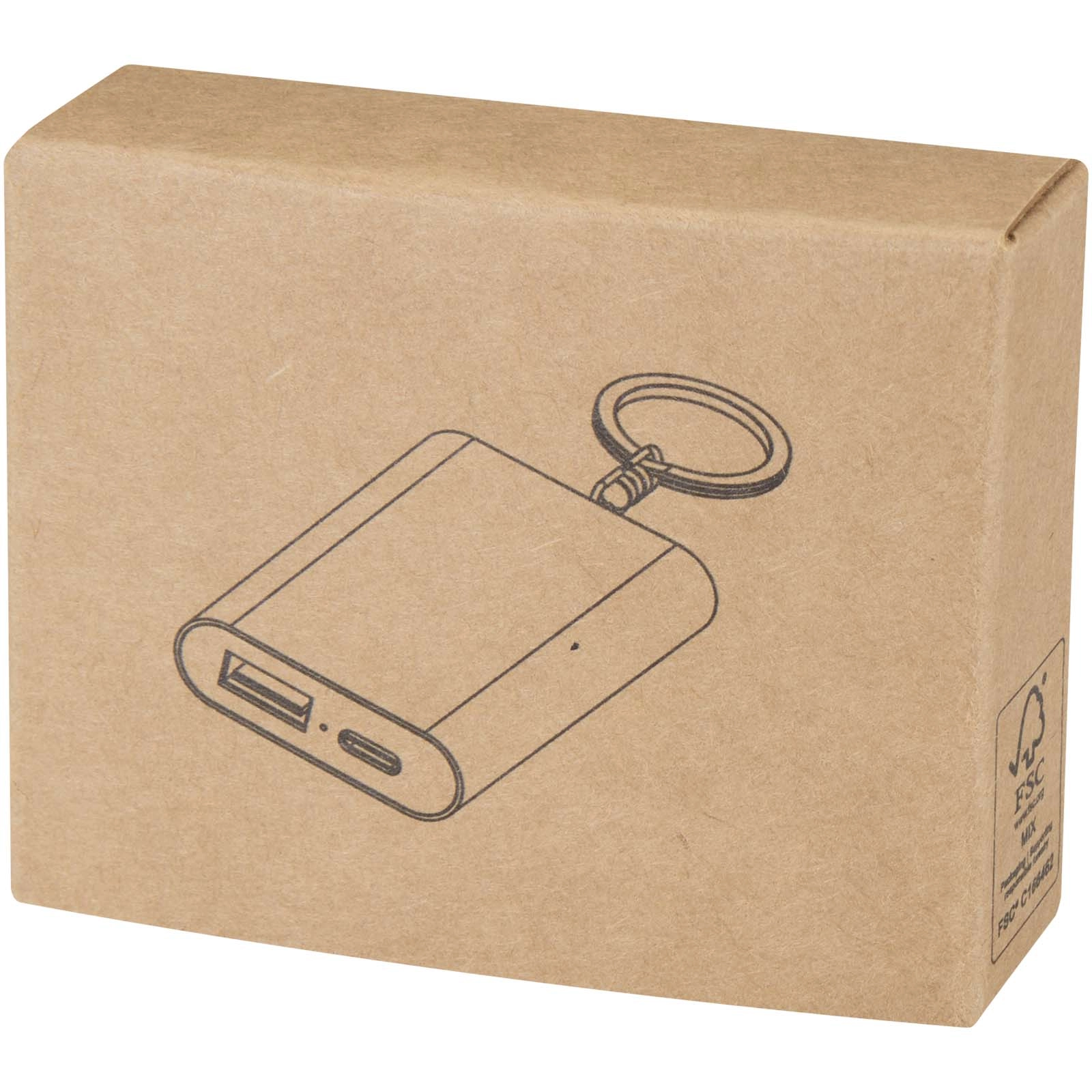 Immagine Power bank da 2000 mAh in alluminio riciclato con portachiavi Arcturus