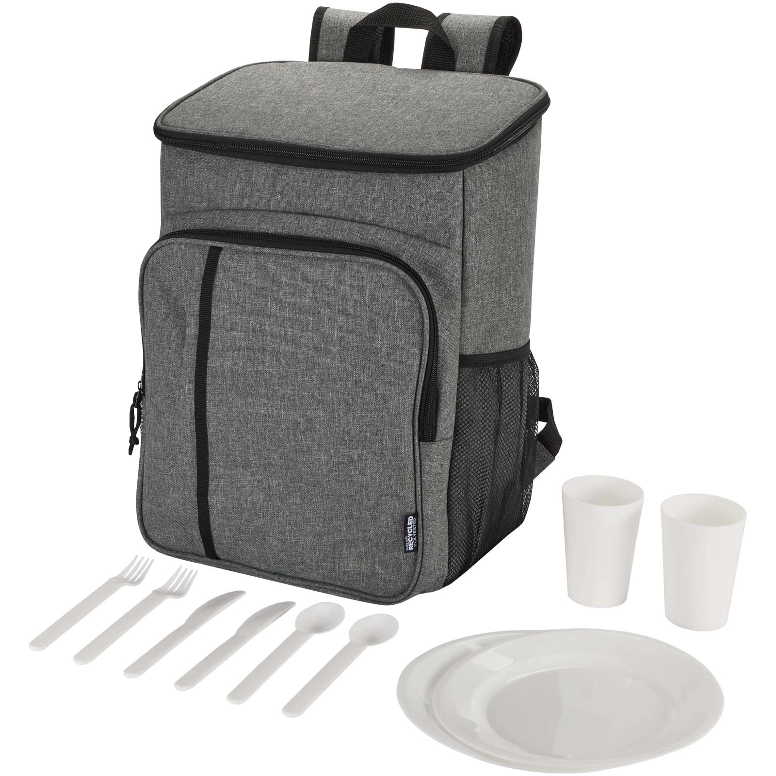 Immagine Zaino termico per picnic in materiale riciclato certificato GRS con set di posate Tundra - 20L