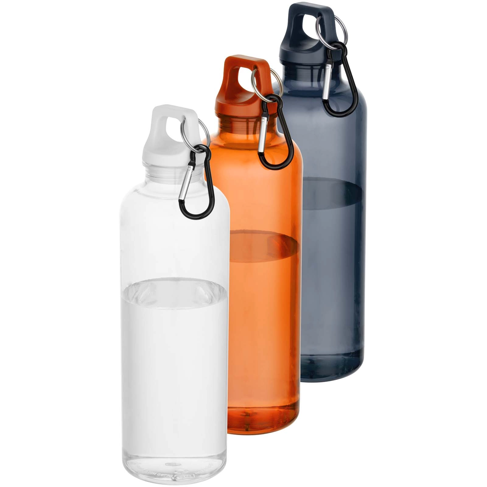 Immagine Borraccia in plastica riciclata certificata RCS da 750 ml con moschettone Oregon