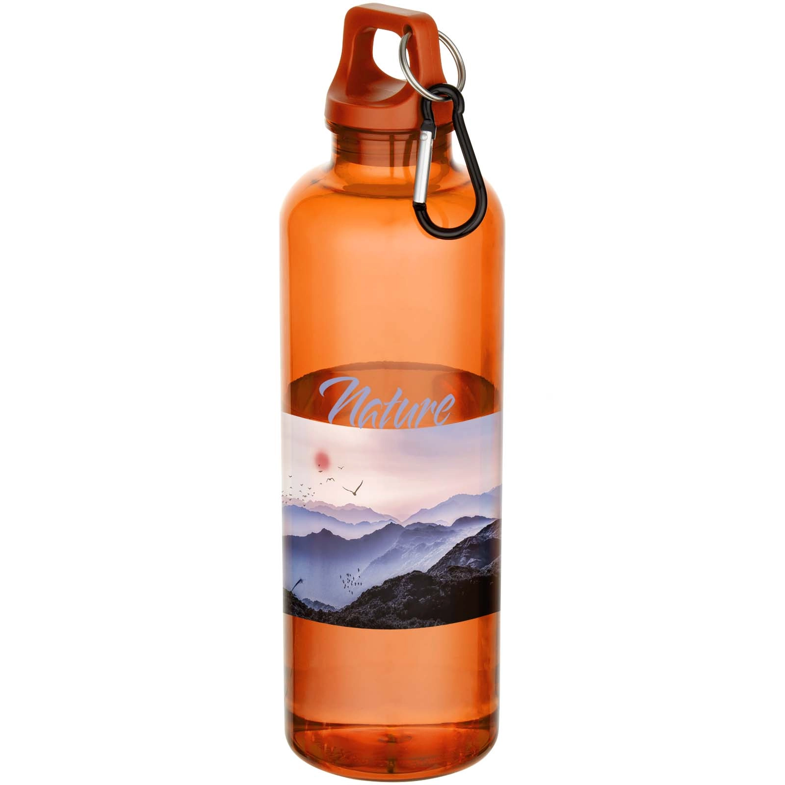 Immagine Borraccia in plastica riciclata certificata RCS da 750 ml con moschettone Oregon