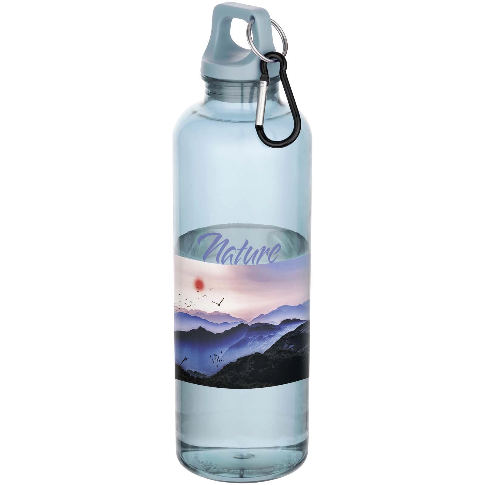 Immagine Borraccia in plastica riciclata certificata RCS da 750 ml con moschettone Oregon