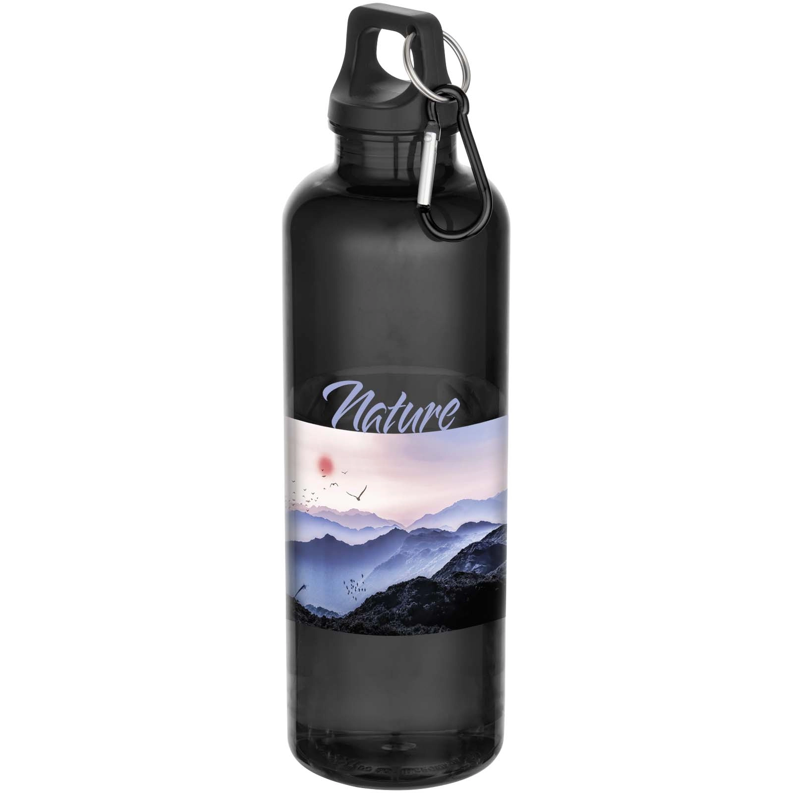 Immagine Borraccia in plastica riciclata certificata RCS da 750 ml con moschettone Oregon