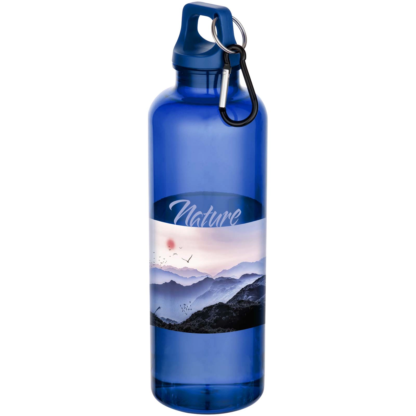 Immagine Borraccia in plastica riciclata certificata RCS da 750 ml con moschettone Oregon