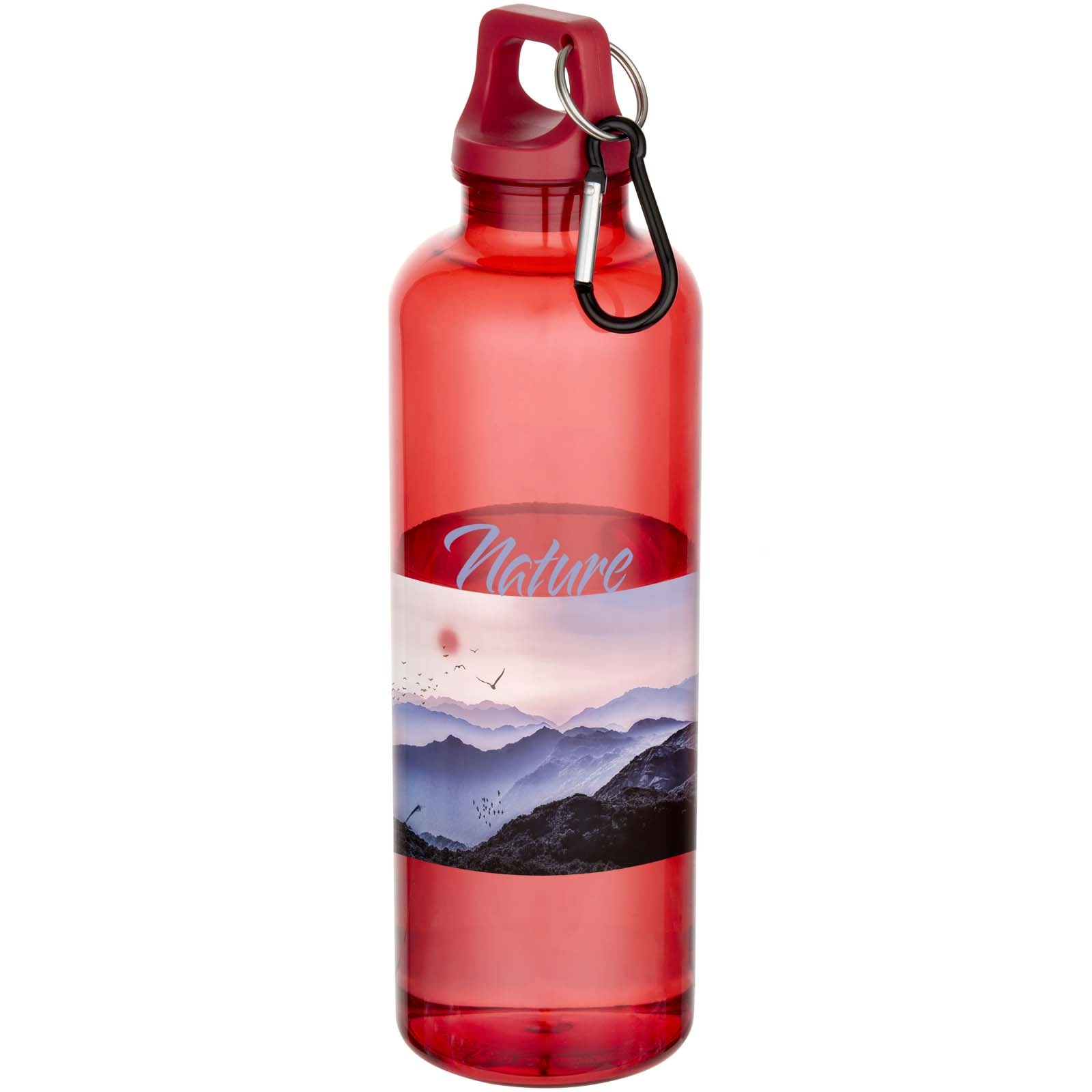 Immagine Borraccia in plastica riciclata certificata RCS da 750 ml con moschettone Oregon