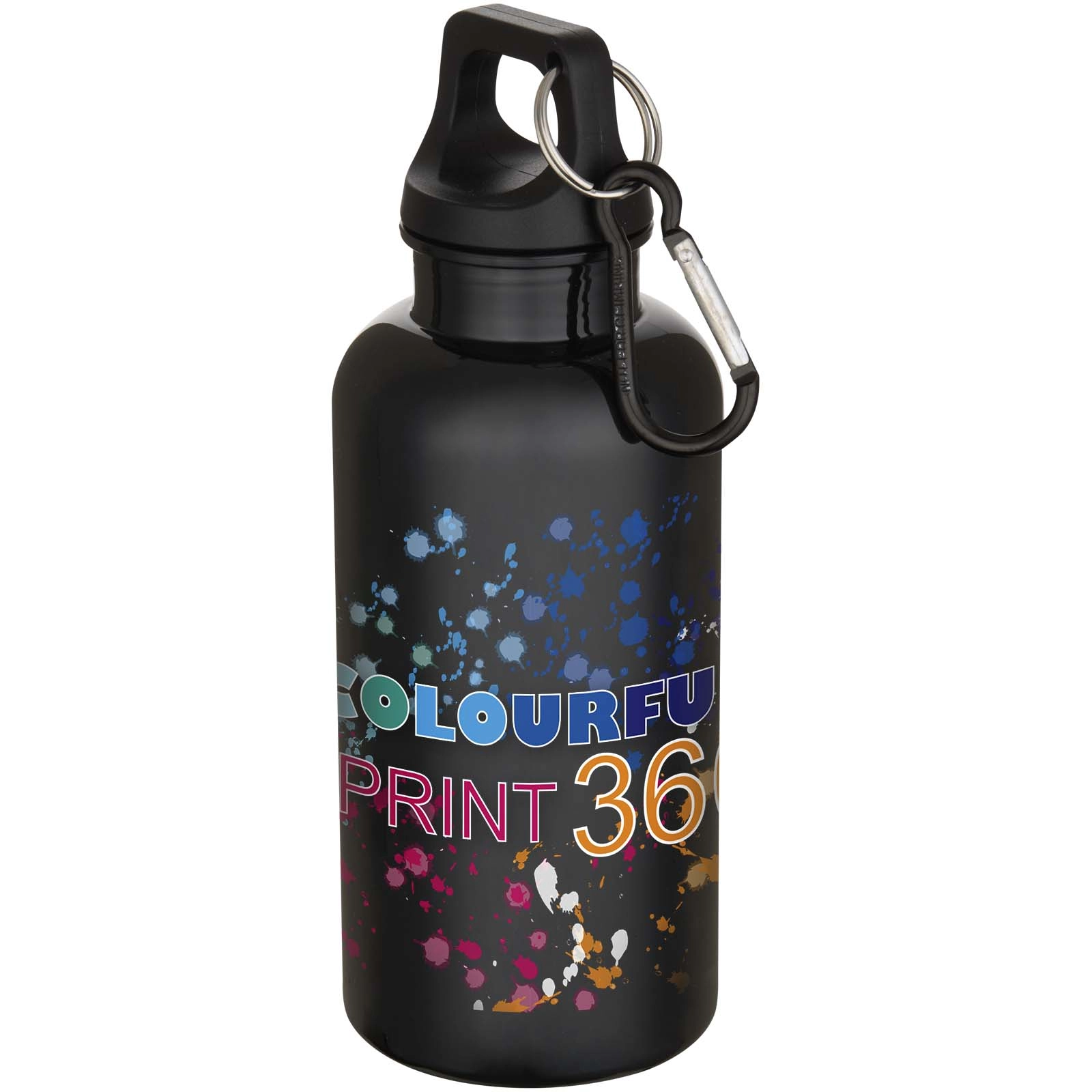 Immagine Borraccia in plastica riciclata RCS in tinta unita da 400 ml con moschettone Oregon 