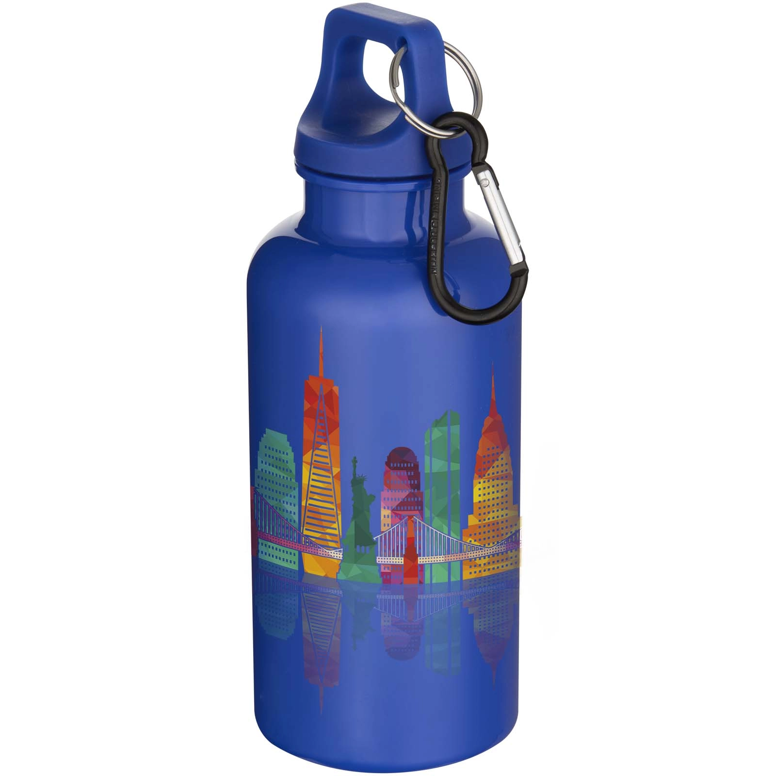 Immagine Borraccia in plastica riciclata RCS in tinta unita da 400 ml con moschettone Oregon 
