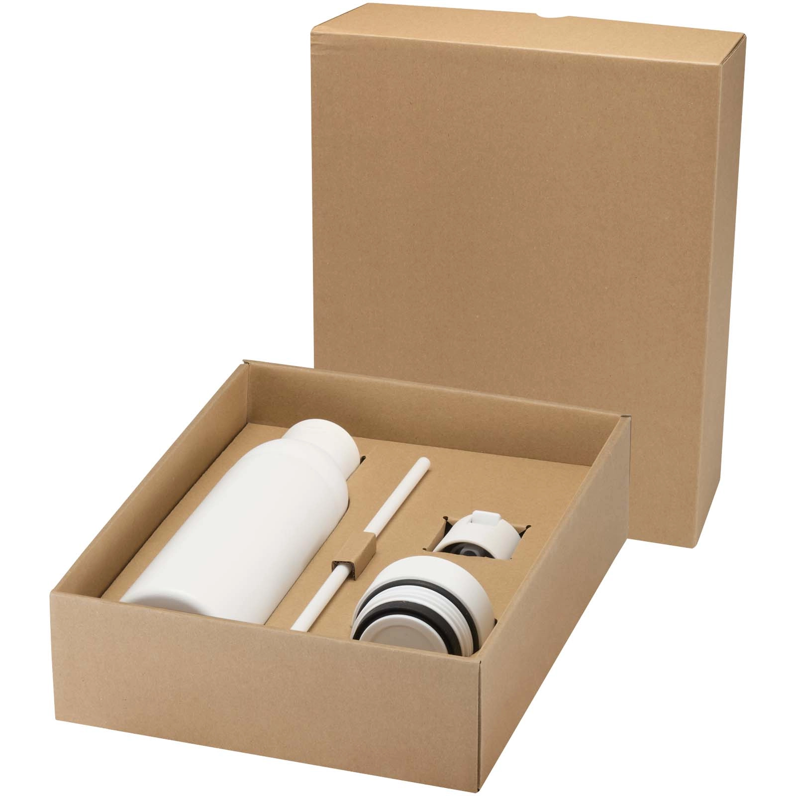 Immagine Borraccia in acciaio inossidabile riciclato certificato RCS a doppia parete da 650 ml con set di coperchi da 3 pezzi Illumina