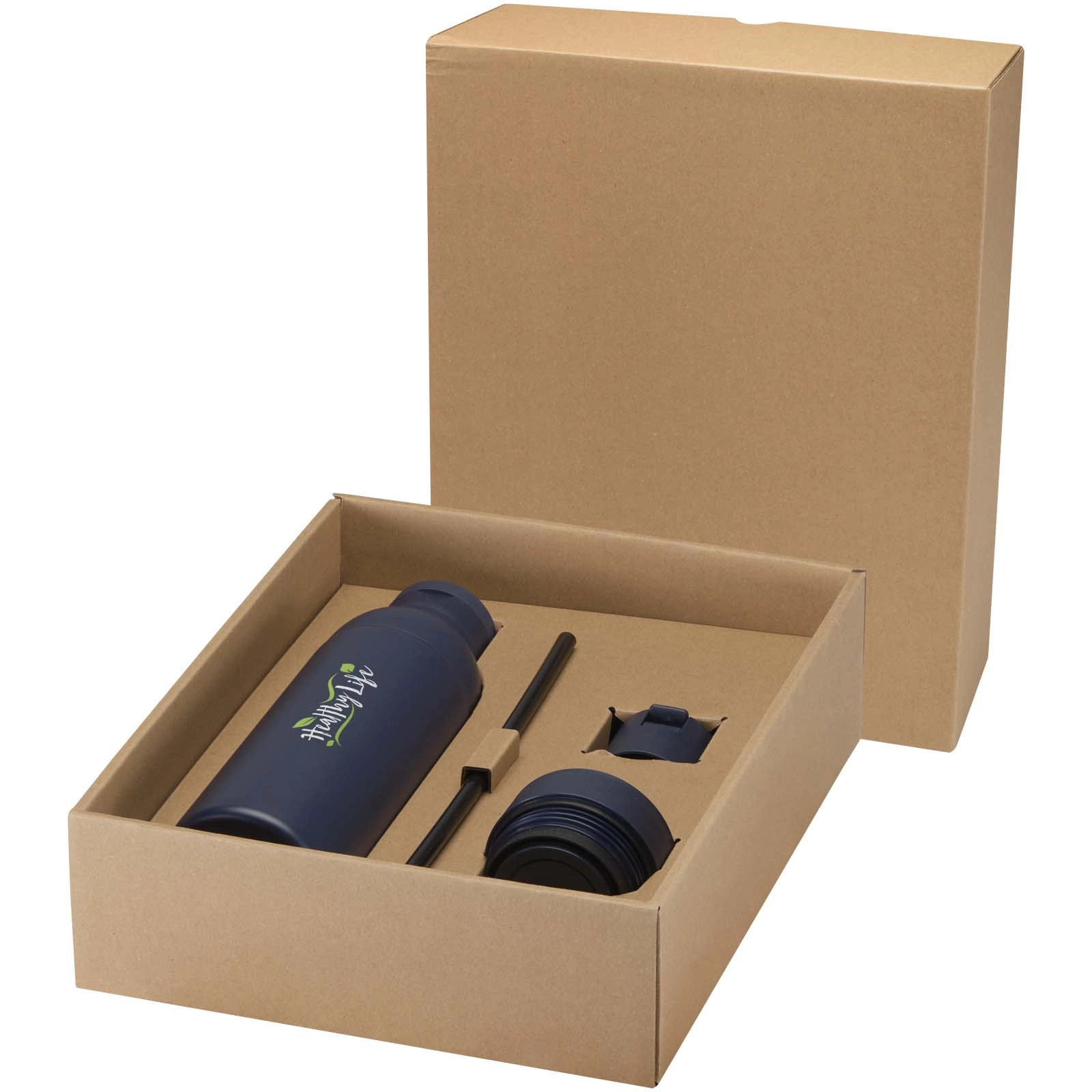 Immagine Borraccia in acciaio inossidabile riciclato certificato RCS a doppia parete da 650 ml con set di coperchi da 3 pezzi Illumina