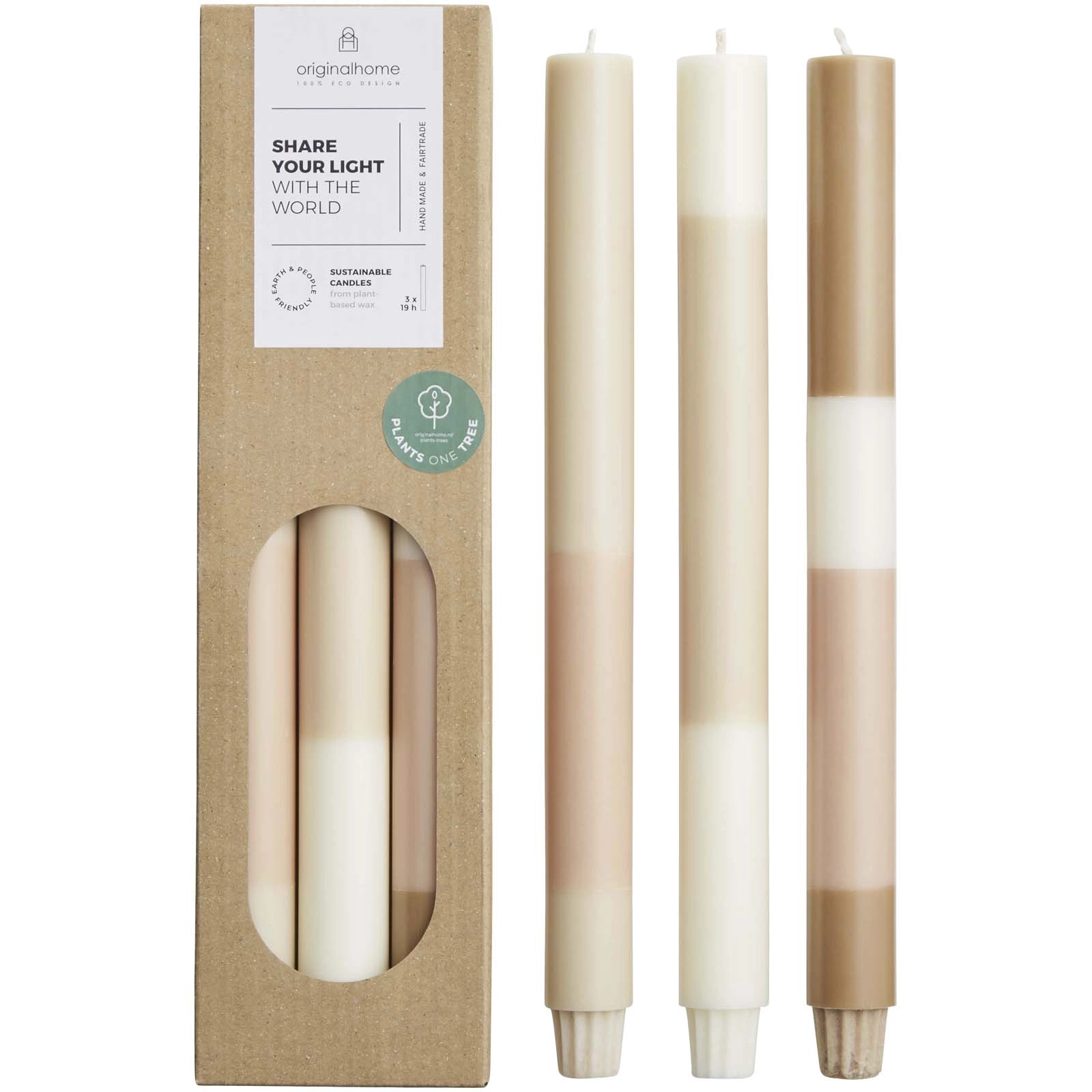 Immagine Set di 3 candele con effetto roccia calcarea stratificata Originalhome