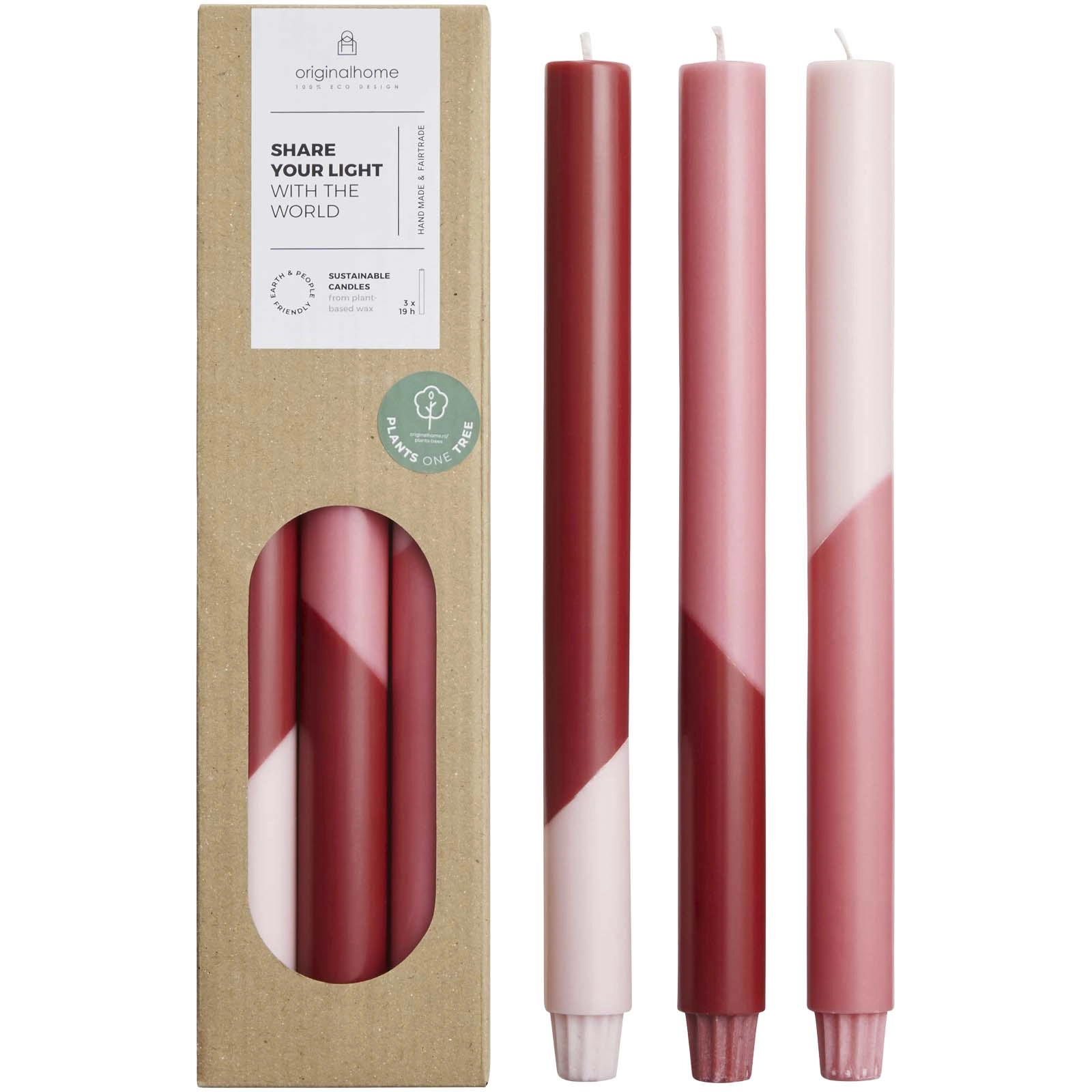 Immagine Set di 3 candele con design a colori diagonali Originalhome Eden