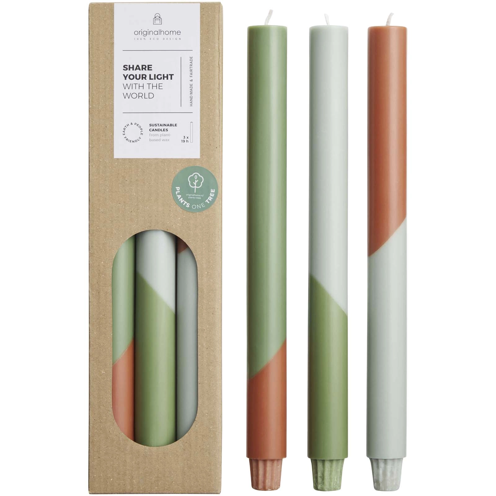 Immagine Set di 3 candele con design a colori diagonali Originalhome Eden