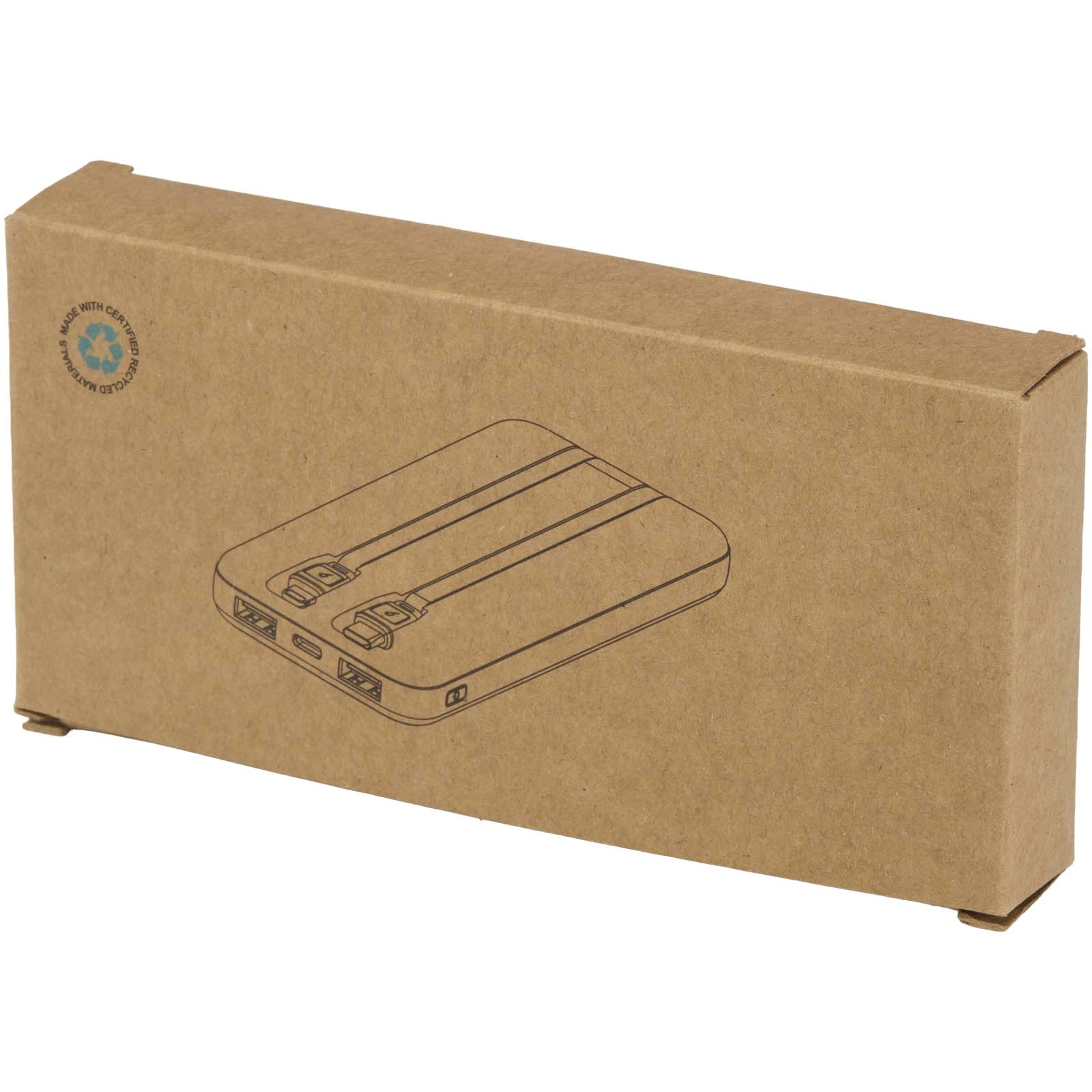 Immagine Power bank da 10.000 mAh e 10 W in plastica riciclata con 2 cavi integrati Adhil
