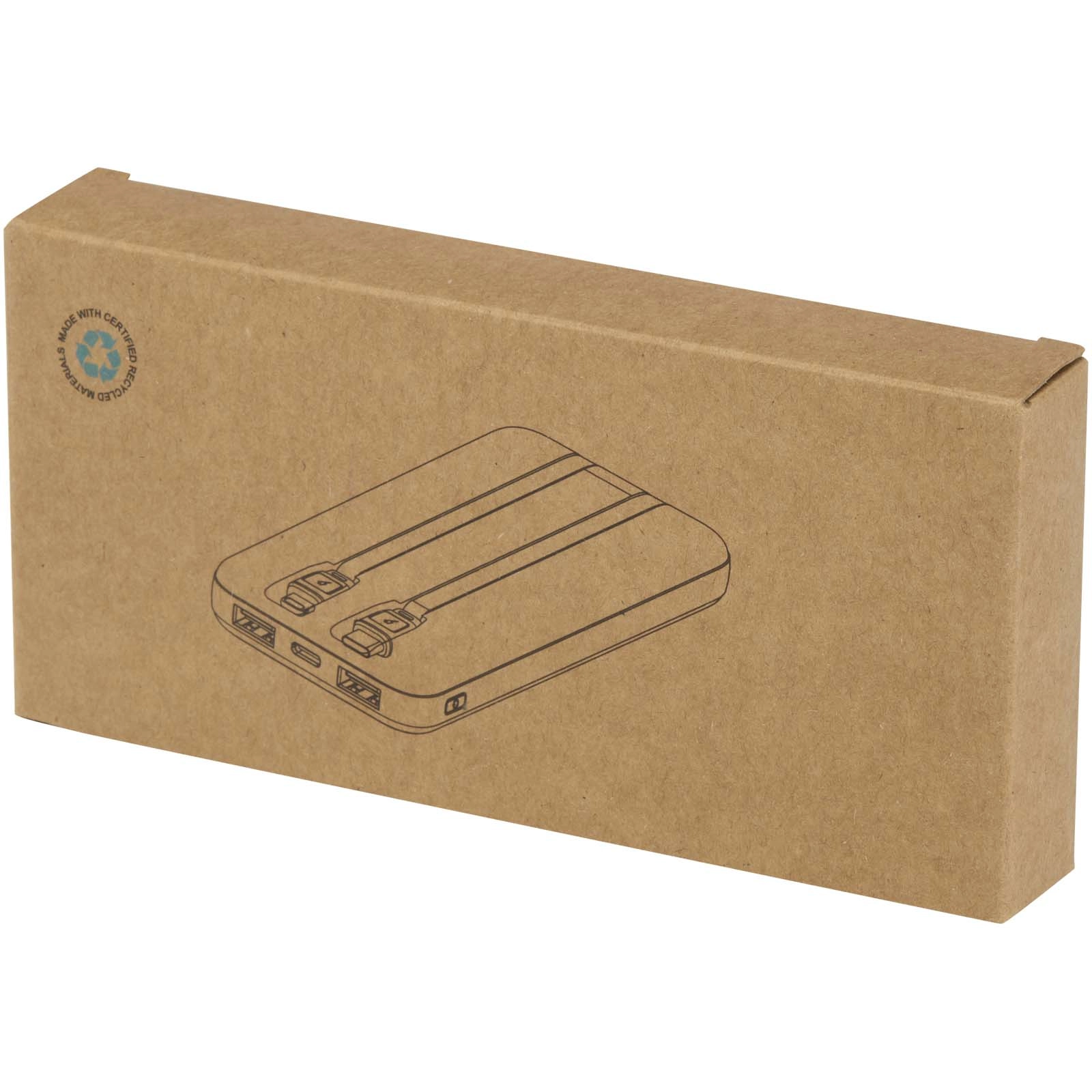 Immagine Power bank da 10.000 mAh e 10 W in plastica riciclata con 2 cavi integrati Adhil