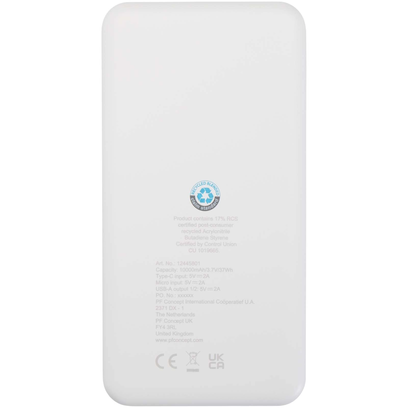 Immagine Power bank da 10.000 mAh e 10 W in plastica riciclata Intan