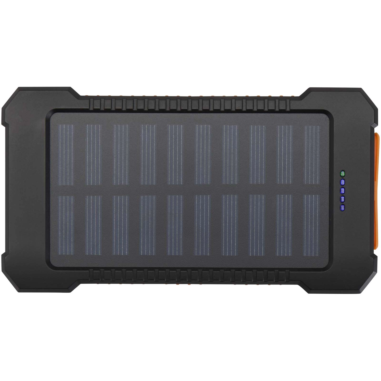 Immagine Robusto power bank a energia solare da 5.000 mAh e 10 W in plastica riciclata con torcia incorporata Altair