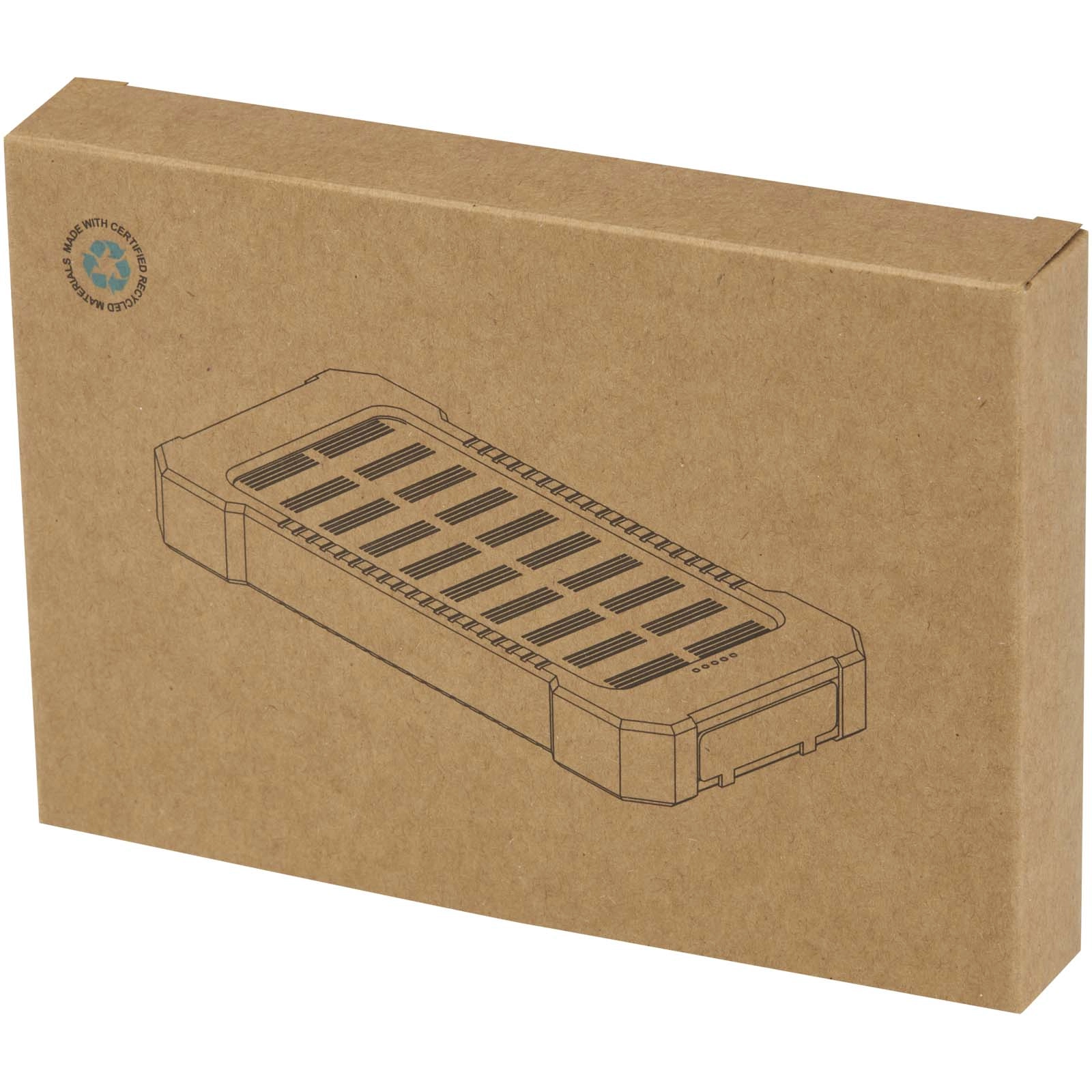 Immagine Robusto power bank a energia solare da 5.000 mAh e 10 W in plastica riciclata con torcia incorporata Altair