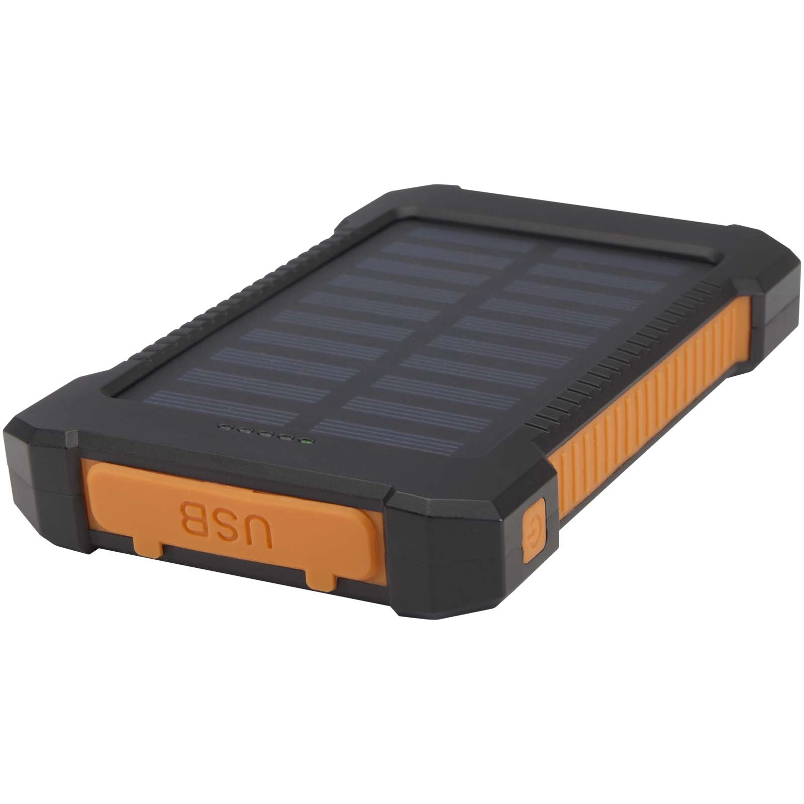 Immagine Robusto power bank a energia solare da 5.000 mAh e 10 W in plastica riciclata con torcia incorporata Altair