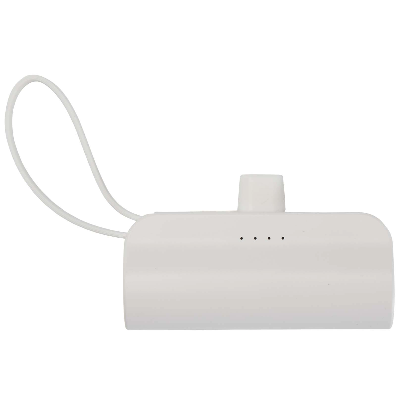 Immagine Power bank Tipo-C da 5.000 mAh e 10 W in plastica riciclata con supporto ribaltabile integrato e cavo 2 in 1 Alnair