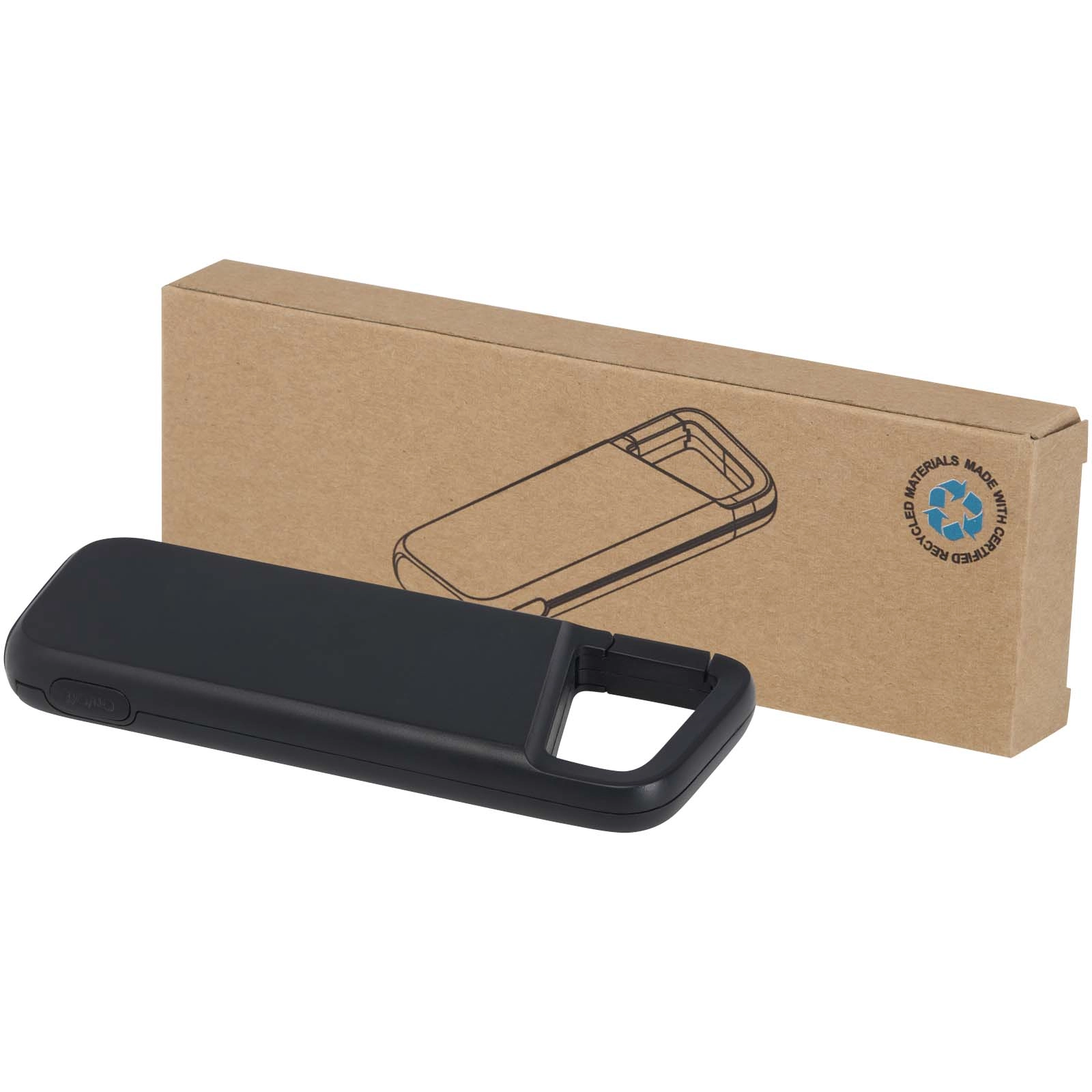 Immagine Power bank impermeabile in plastica riciclata da 5.000 mAh e 12 W con moschettone Alkes