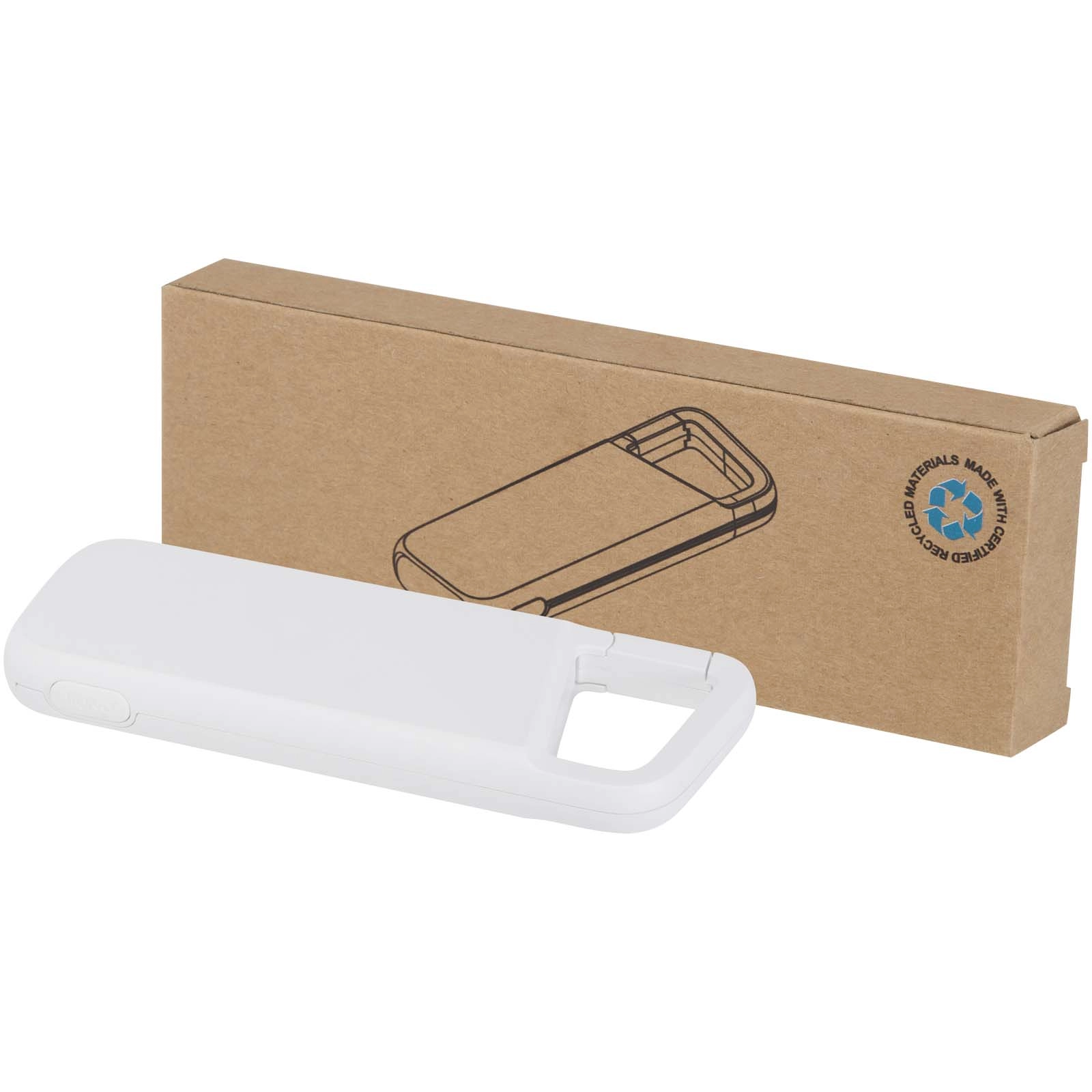 Immagine Power bank impermeabile in plastica riciclata da 5.000 mAh e 12 W con moschettone Alkes