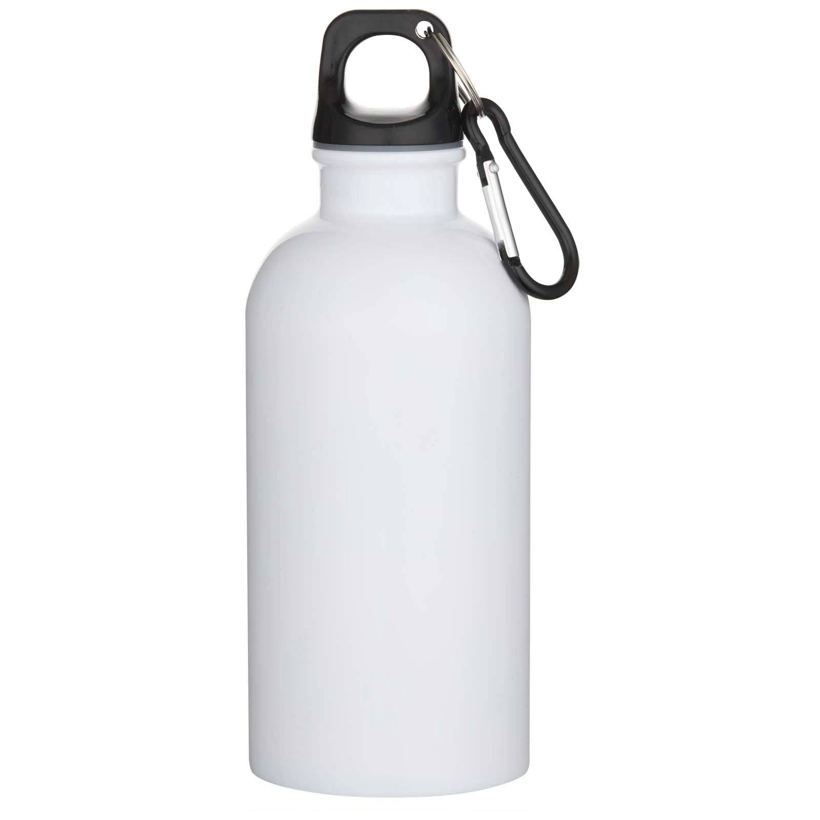 Immagine Borraccia da 400 ml in acciaio inossidabile certificato RCS a parete singola adatta per stampa a sublimazione con moschettone