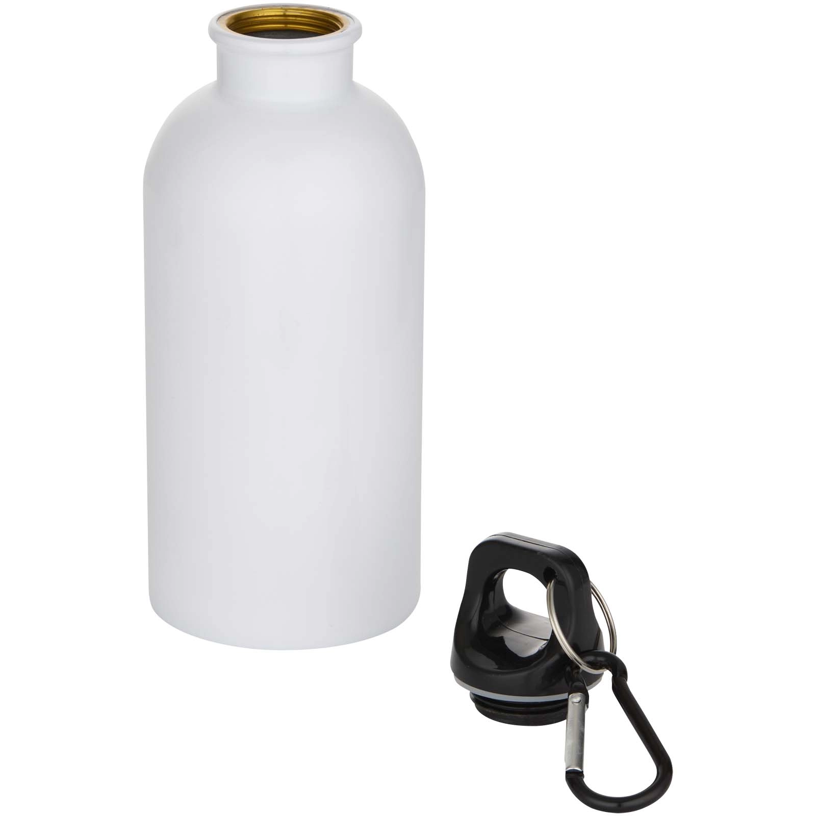 Immagine Borraccia da 400 ml in acciaio inossidabile certificato RCS a parete singola adatta per stampa a sublimazione con moschettone