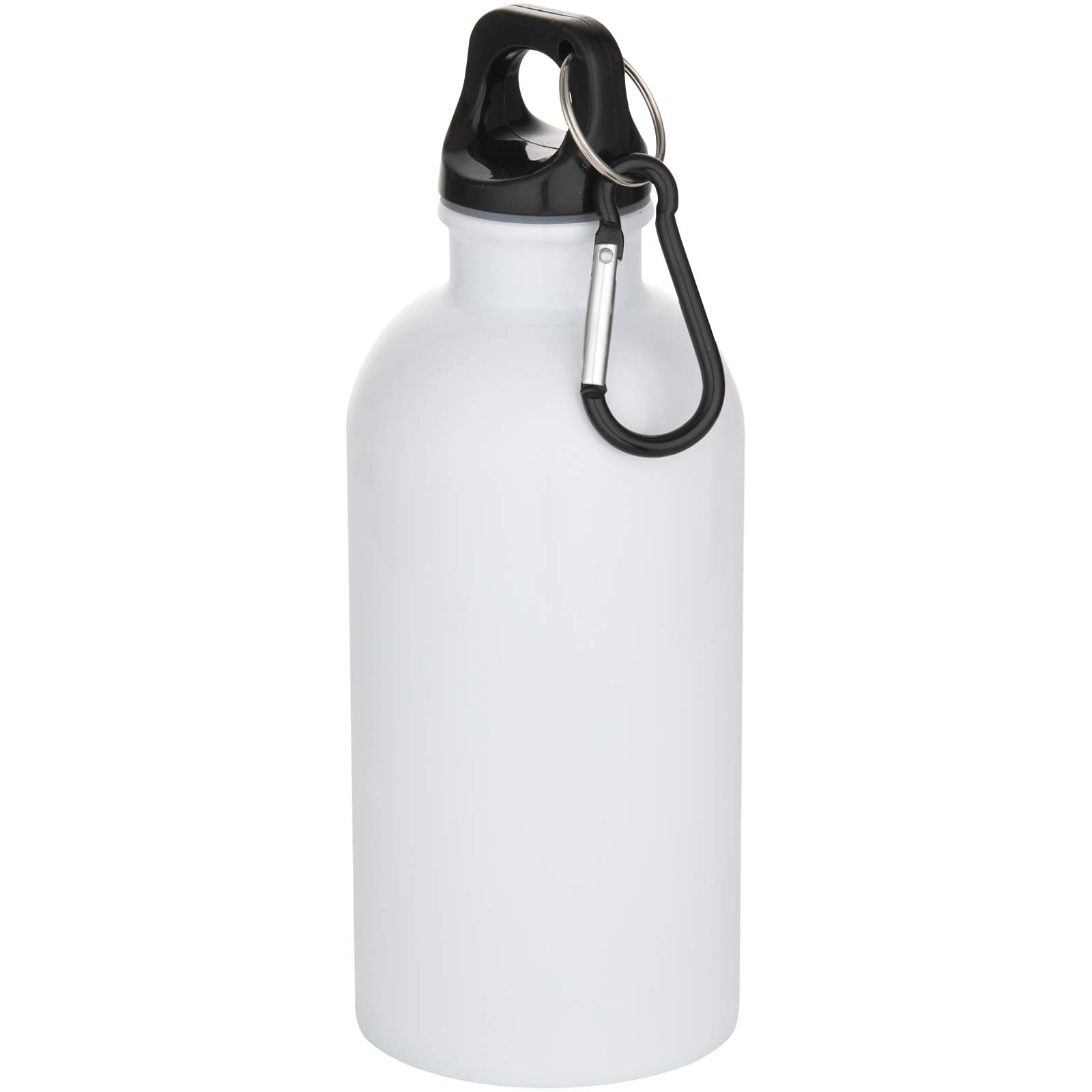 Immagine Borraccia da 400 ml in acciaio inossidabile certificato RCS a parete singola adatta per stampa a sublimazione con moschettone