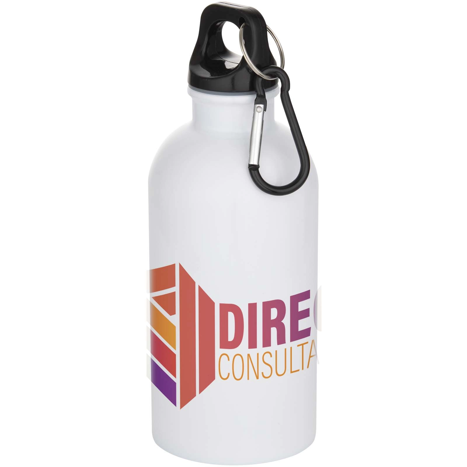 Immagine Borraccia da 400 ml in acciaio inossidabile certificato RCS a parete singola adatta per stampa a sublimazione con moschettone
