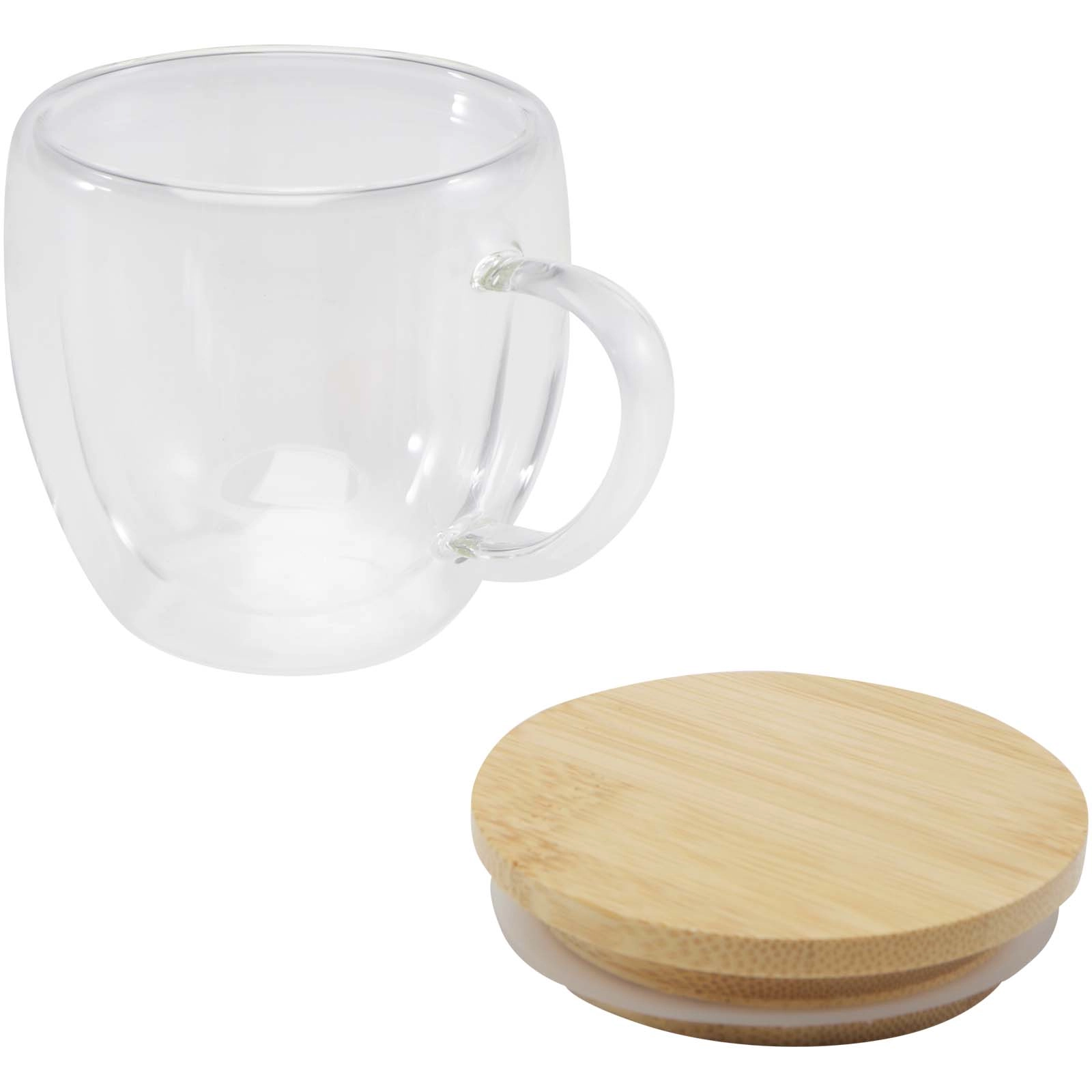 Immagine Tazza in vetro da 250 ml con coperchio in bambù Lenora