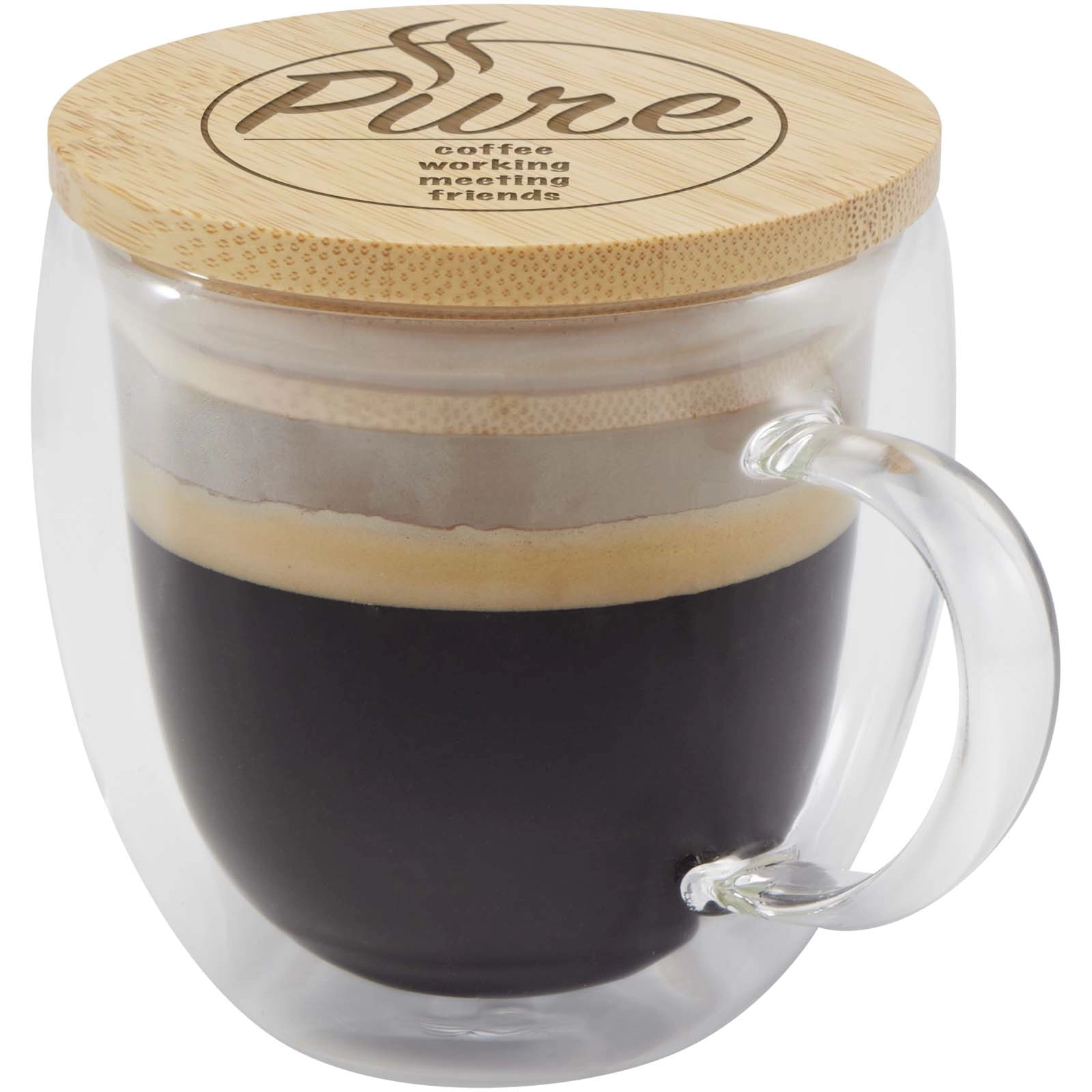 Immagine Tazza in vetro da 250 ml con coperchio in bambù Lenora