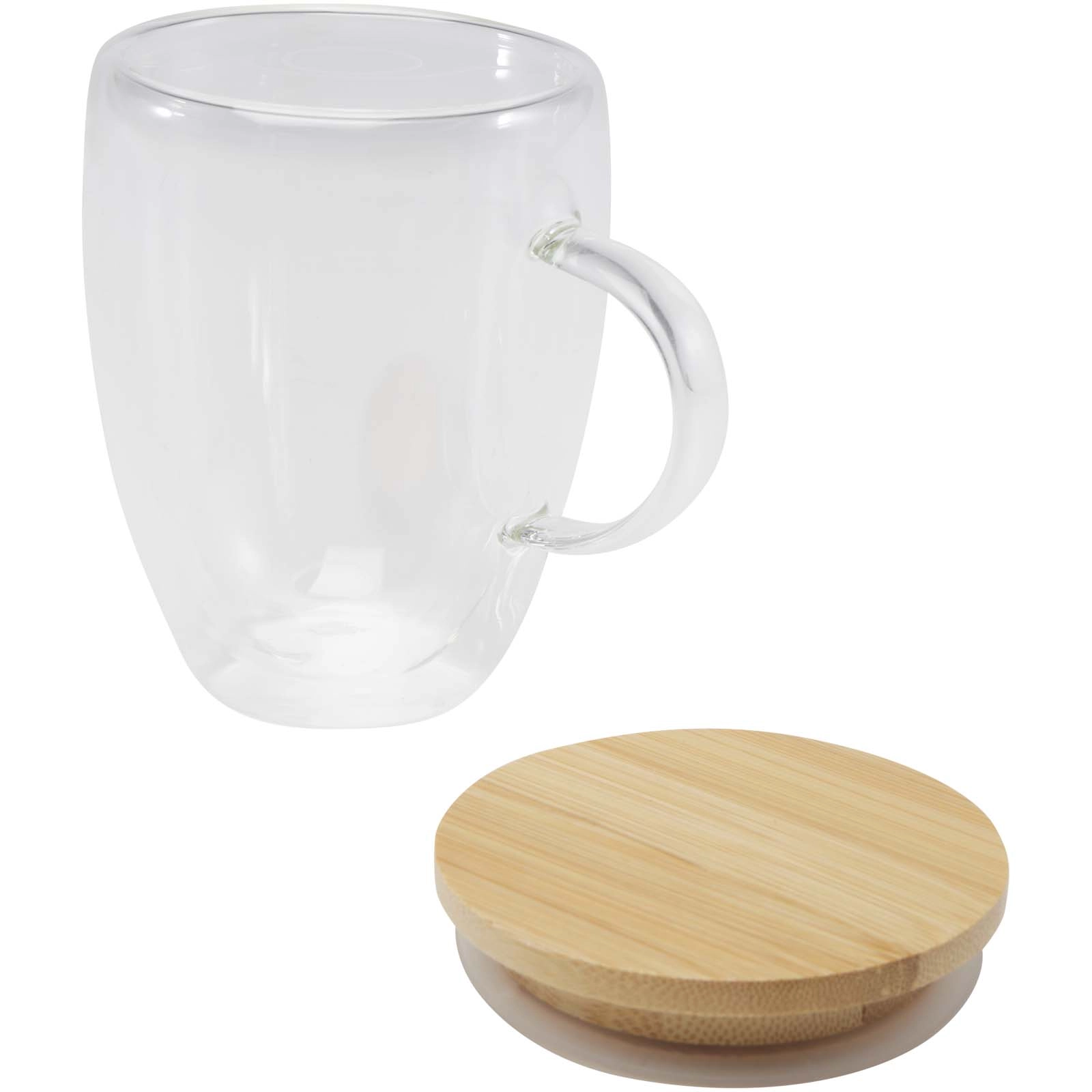 Immagine Tazza in vetro da 350 ml con coperchio in bambù Leona
