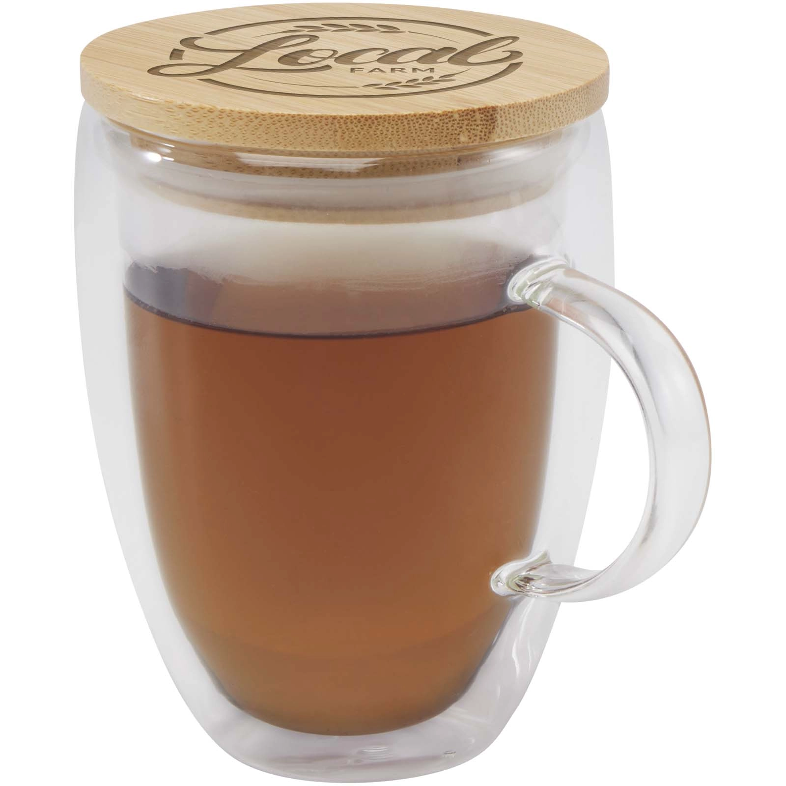 Immagine Tazza in vetro da 350 ml con coperchio in bambù Leona
