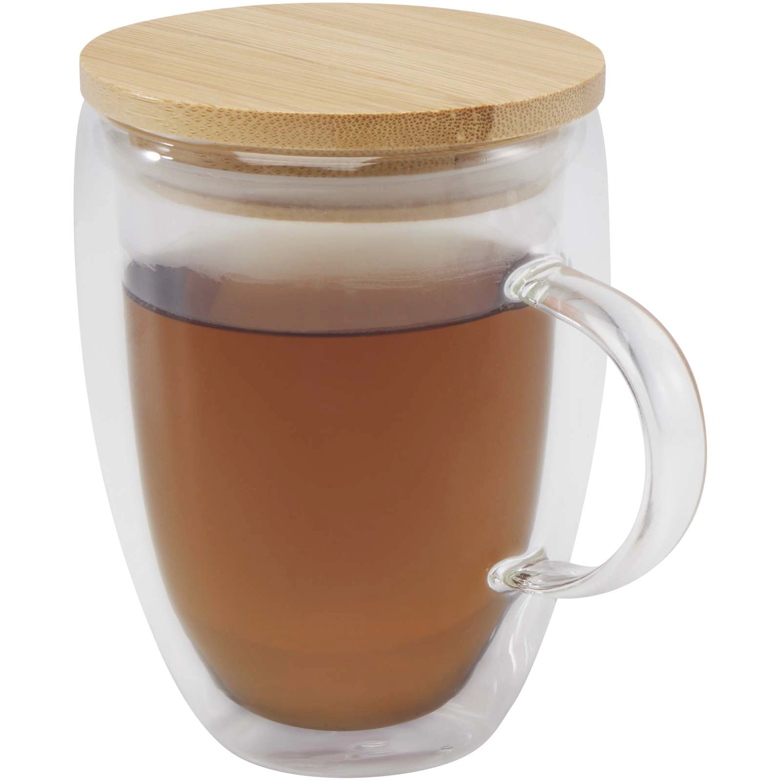 Immagine Tazza in vetro da 350 ml con coperchio in bambù Leona