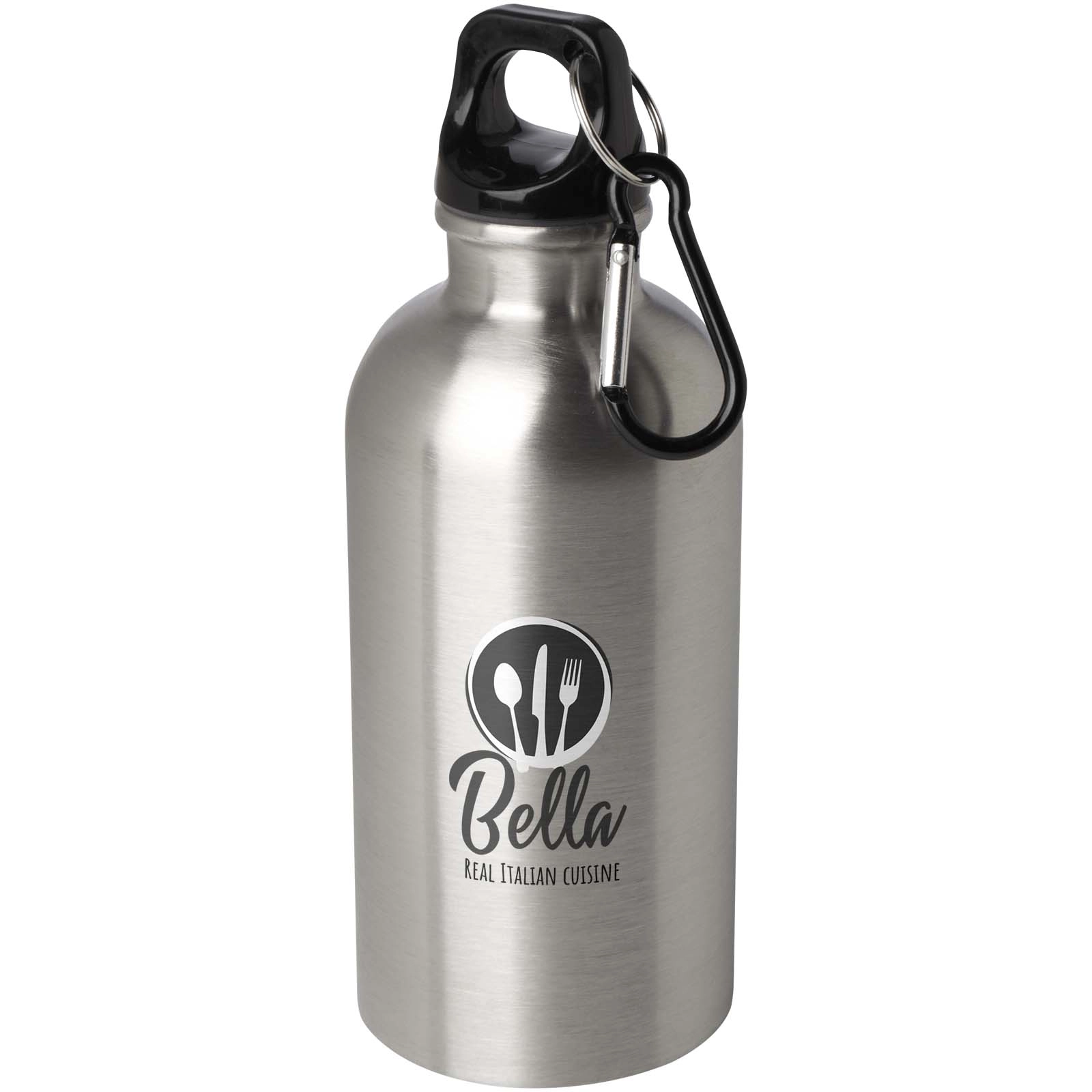 Immagine Borraccia da 400 ml in acciaio inossidabile certificato RCS a parete singola con moschettone Oregon