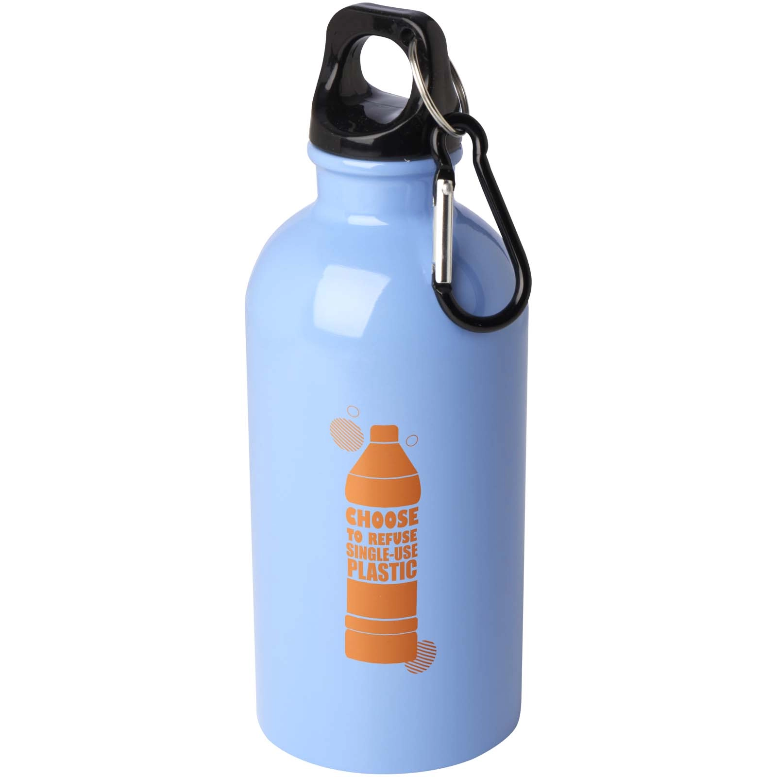 Immagine Borraccia da 400 ml in acciaio inossidabile certificato RCS a parete singola con moschettone Oregon
