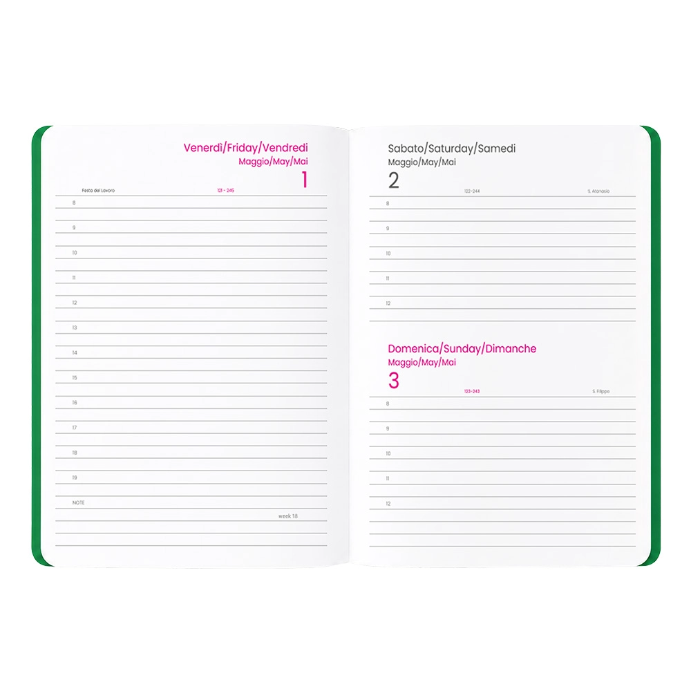 Immagine Agenda giornaliera 2027. Copertina flessibile in soft PU e bordo pagine colorato