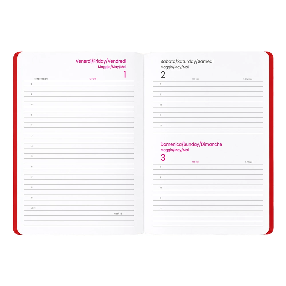 Immagine Agenda giornaliera 2027. Copertina flessibile in soft PU e bordo pagine colorato