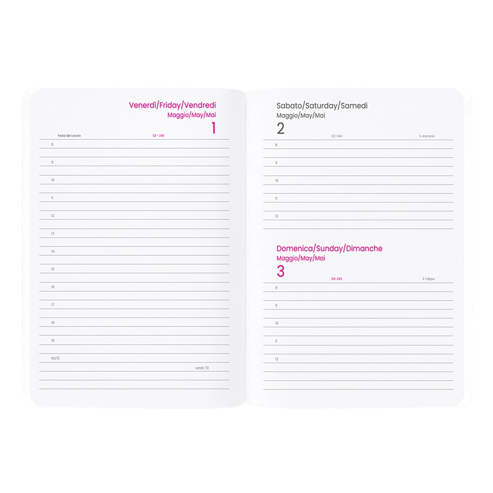 Immagine Agenda giornaliera 2027. Copertina flessibile in soft PU e bordo pagine colorato
