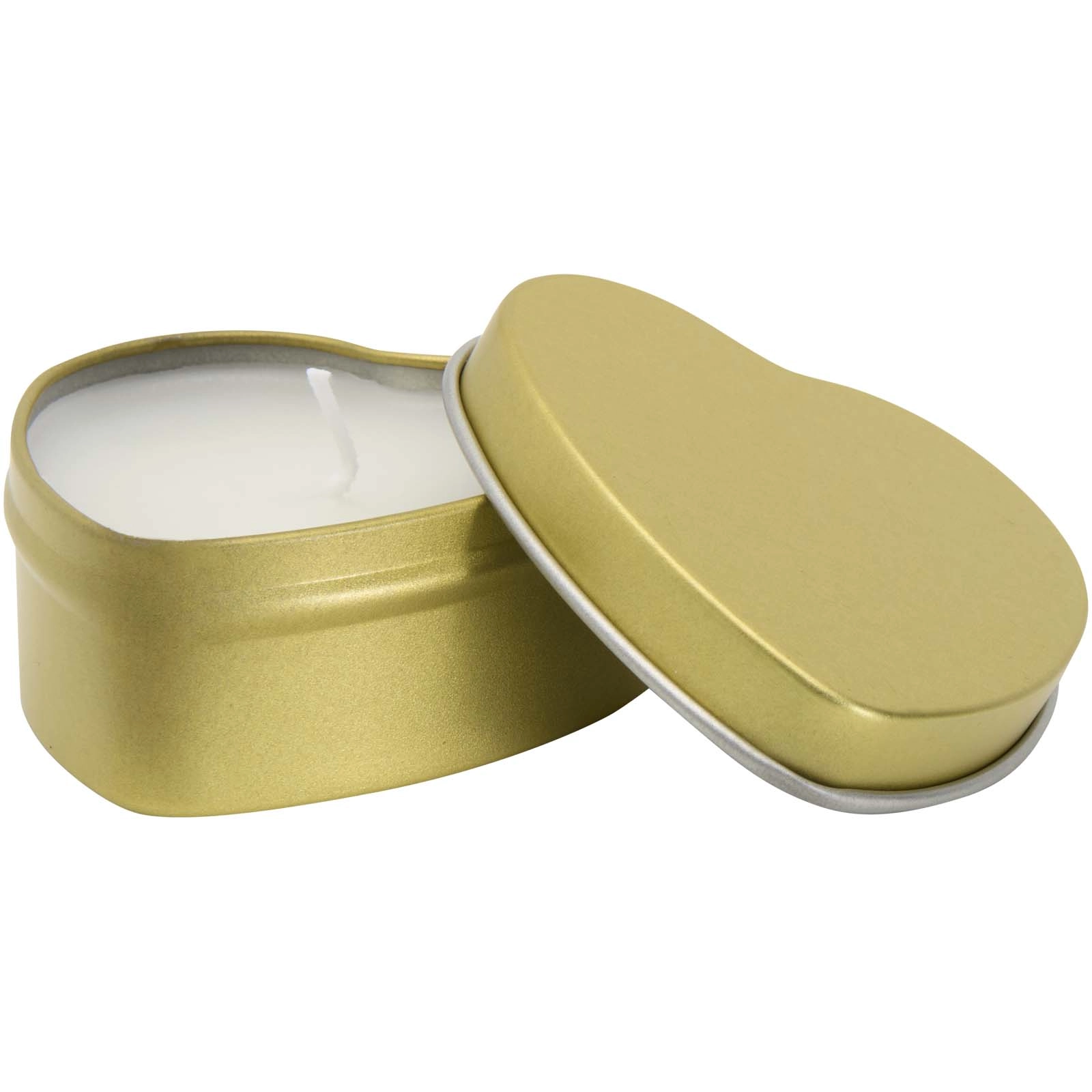 Immagine Candela in scatola di latta a forma di cuore all'aroma di vaniglia Blissful