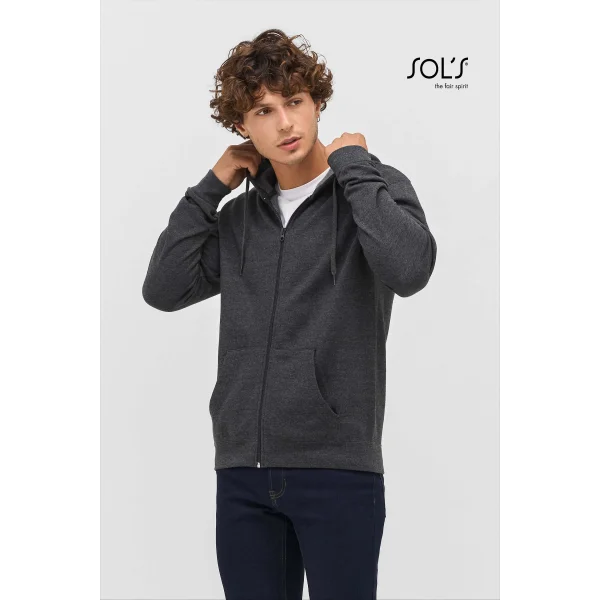 Immagine felpa cappuccio e zip unisex SOL'S STONE | 50% cot+ 50% pol | 260gr personalizzata con stampa o ricamo