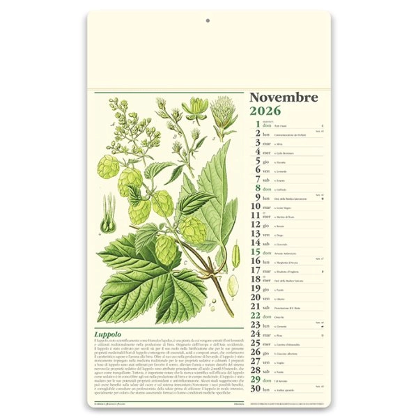 Immagine Calendario erboristeria 31 x 52,5 cm formato olandese personalizzato